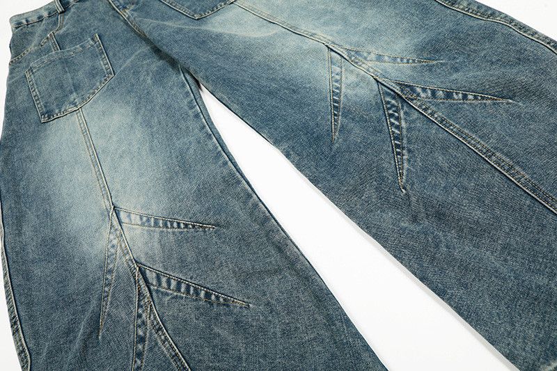 Jean Street vibe patchwork washed curved jeans for men Size US 32 / EU 48 - 4 Thumbnail