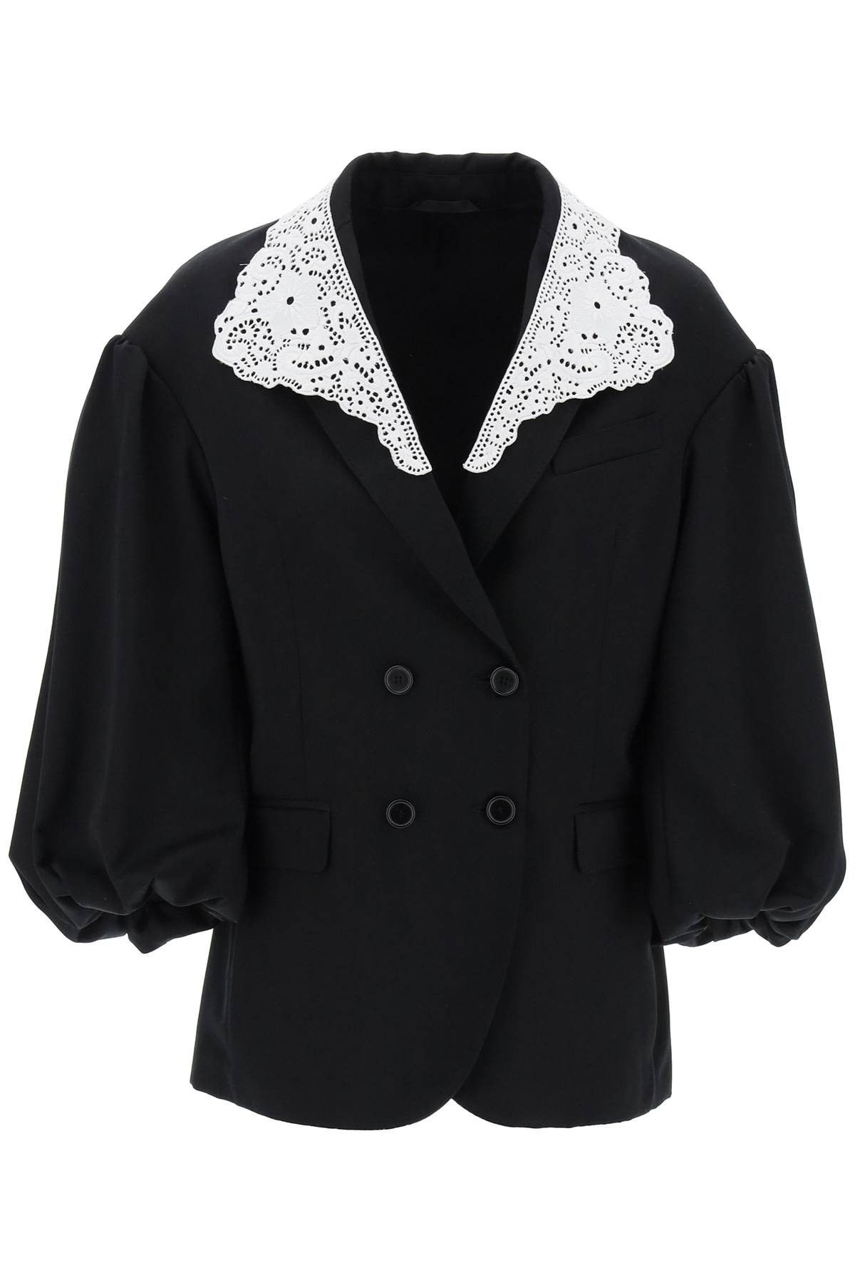 image of Simone Rocha "oversized Blazer With Lace in Black White, Women's (Size Small)
