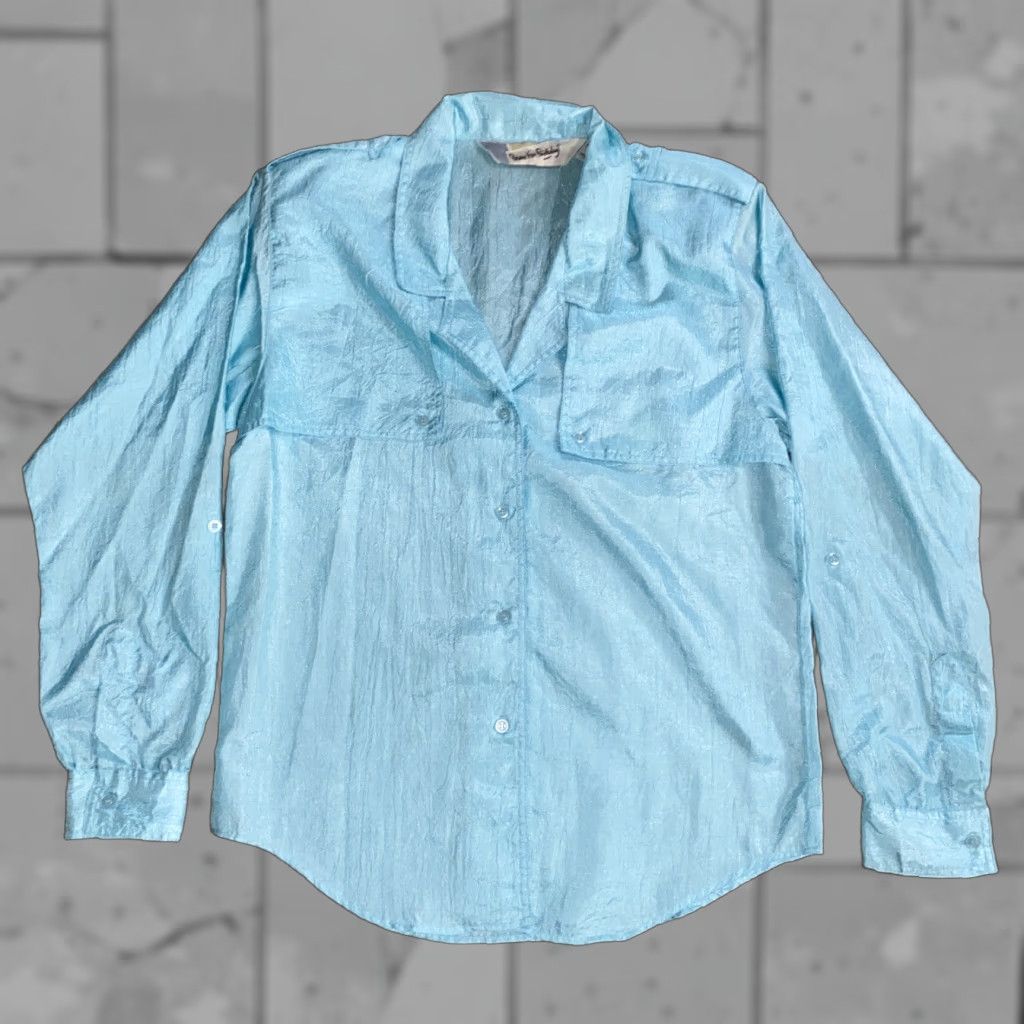Diane von Furstenberg VINTAGE Diane von Furstenberg Teal Button-Down Blouse Women's Size S Size S / US 4 / IT 40 - 1 Thumbnail