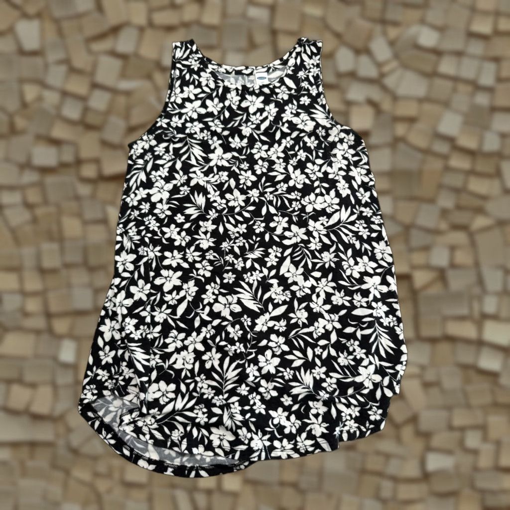 Old Navy VINTAGE? No — Old Navy Tank Top Women's XS Black White Floral Print Sleeveless LUXE (Note: Vintage not specified) Size XS / US 0-2 / IT 36-38 - 1 Thumbnail