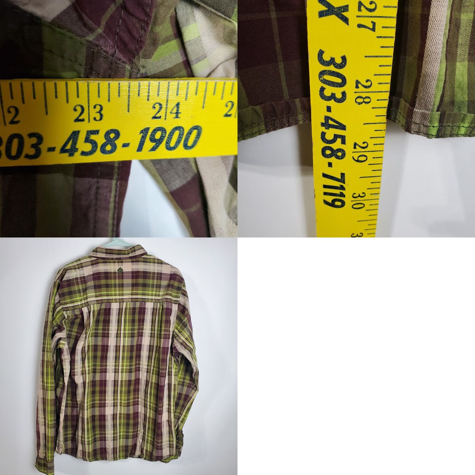 Prana PrAna Shirt Mens Large Brown Green Plaid Long Sleeve Black Pearl Snap Western Shirt Size US L / EU 52-54 / 3 - 8 Thumbnail