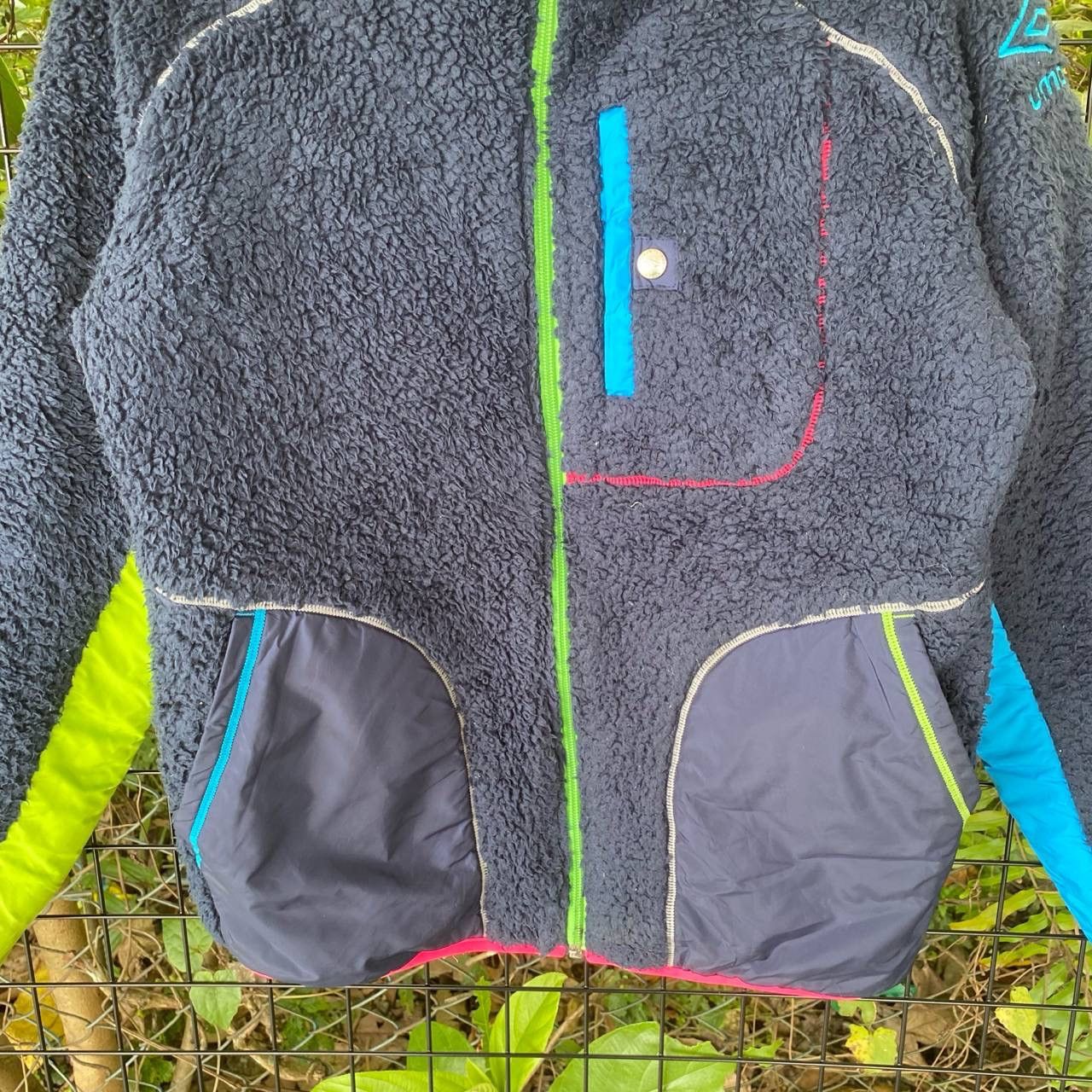Japanese Brand × Umbro Vtg Umbro Multicolour Deep pile Fleece Zipper Jacket Size US M / EU 48-50 / 2 - 3 Thumbnail