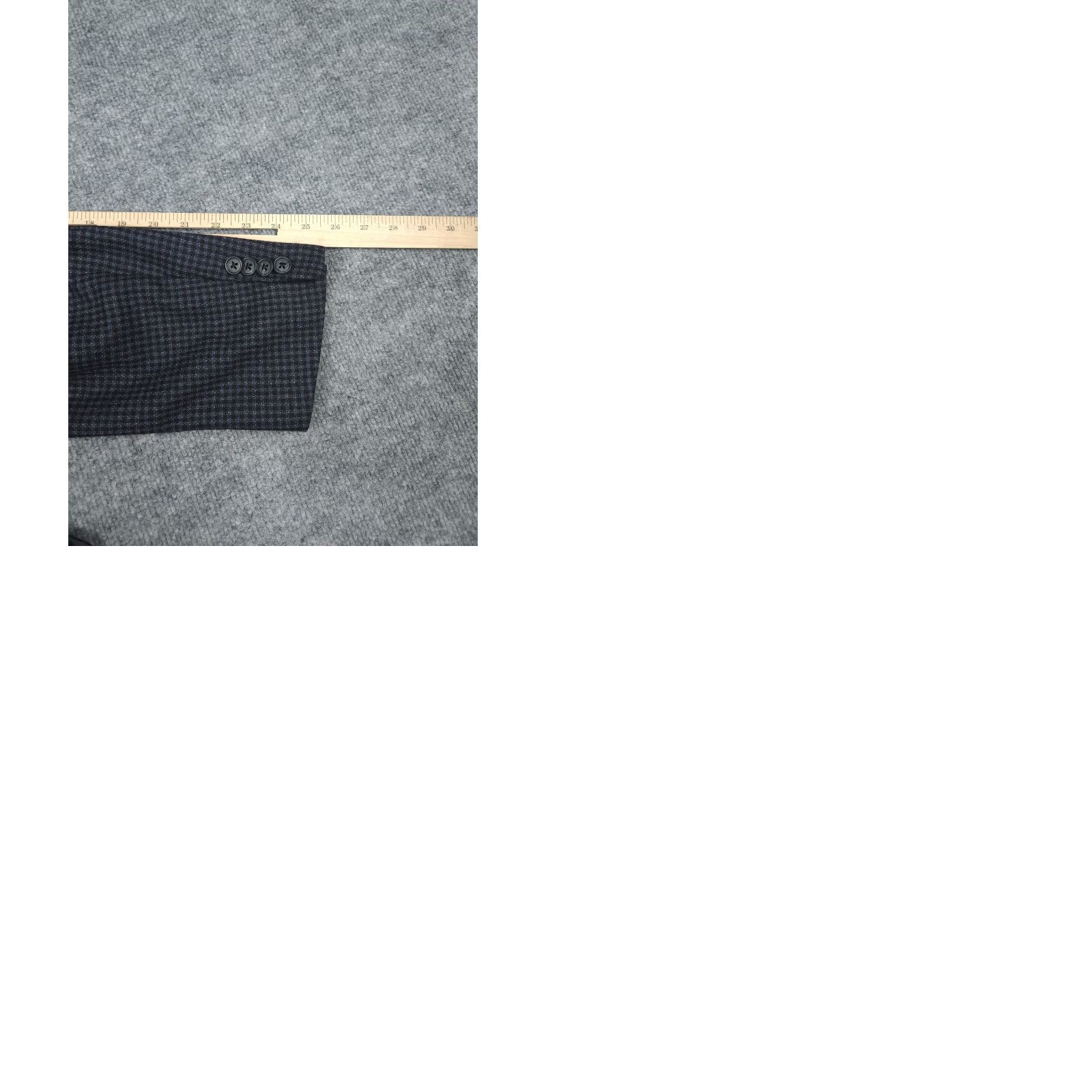 Joseph Abboud Joseph Abboud Loro Piana Wool Blazer Men's 42 Check Plaid Blue Wool Super 120's Made USA Notch Lapel Inner Pockets Two Button Double-Vented Size 42R - 9 Thumbnail