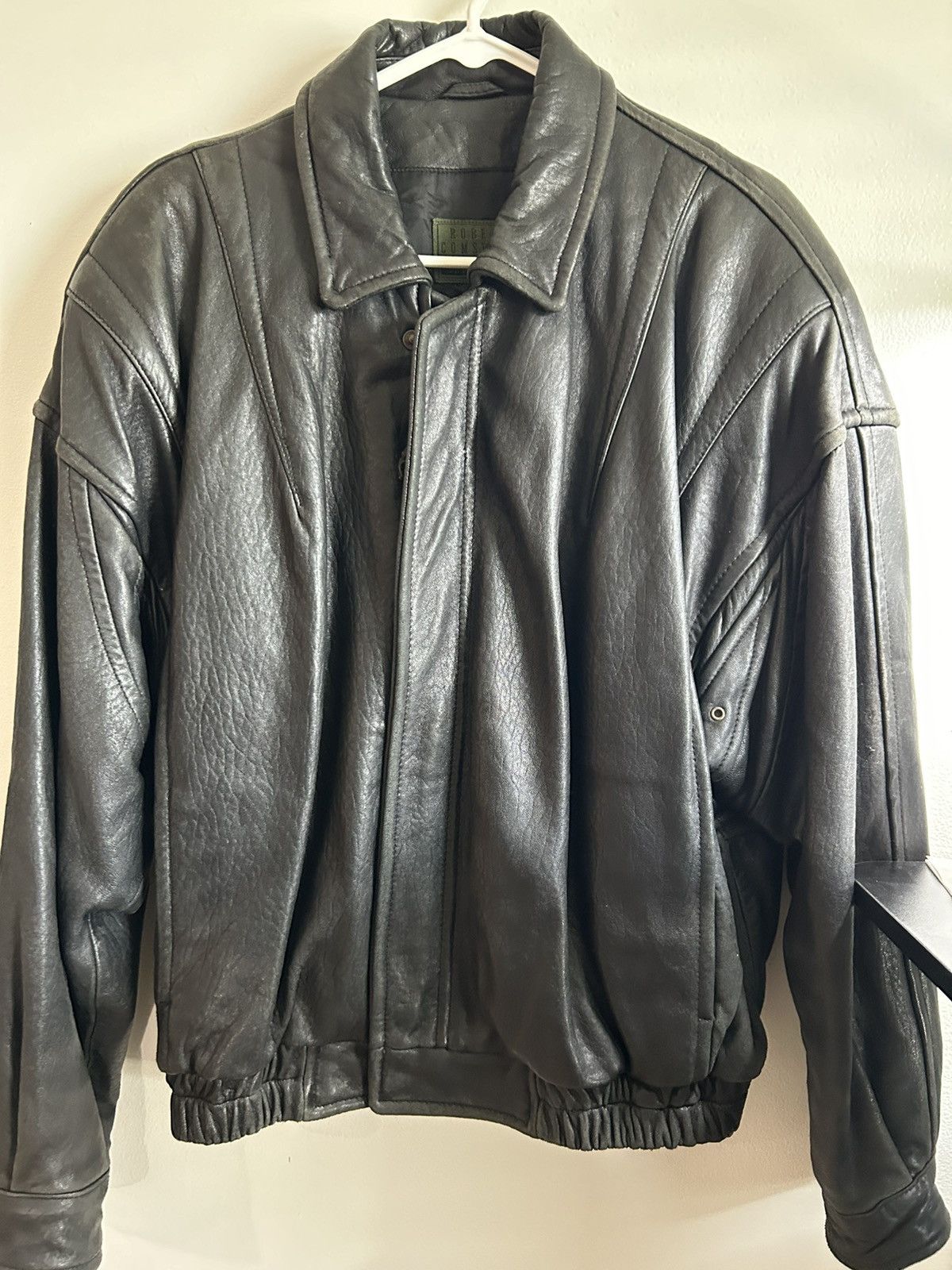 image of Genuine Leather x Vintage 2Lb Leather Biker Jacket in Black, Men's (Size XL)