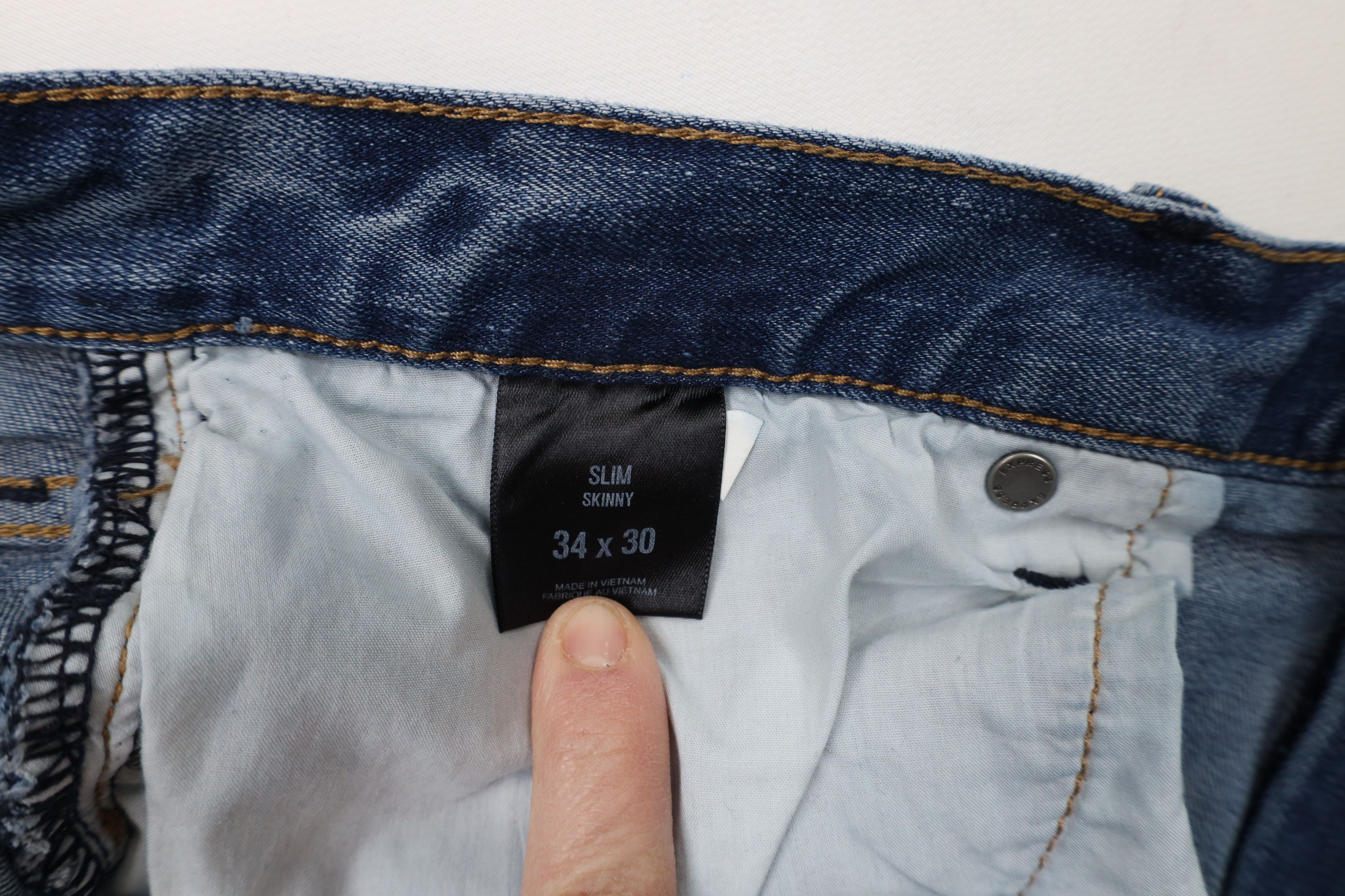 Express × Vintage Express Skinny Leg Ribbed Moto Motorcycle Denim Jeans Blue Size US 34 / EU 50 - 7 Thumbnail