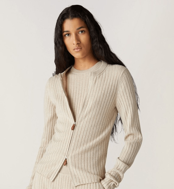 Loro Piana o1w1db10724 Maras Bomber Cashmere Cardigan in Ivory Size L / US 10 / IT 46 - 4 Thumbnail