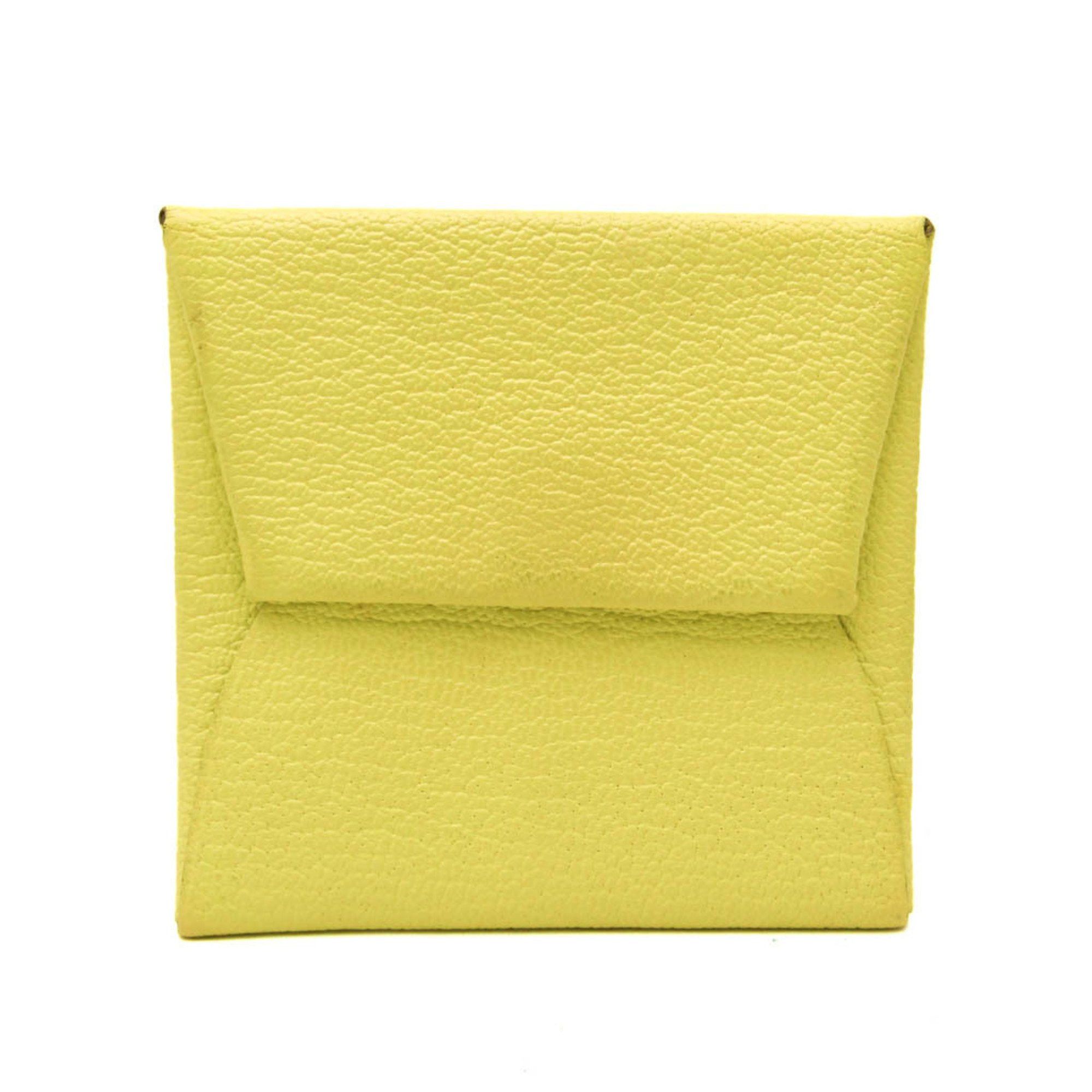 Hermes Hermes Bastia Women's Chevre Leather Coin Purse/coin Case Yellow Size ONE SIZE - 1 Thumbnail