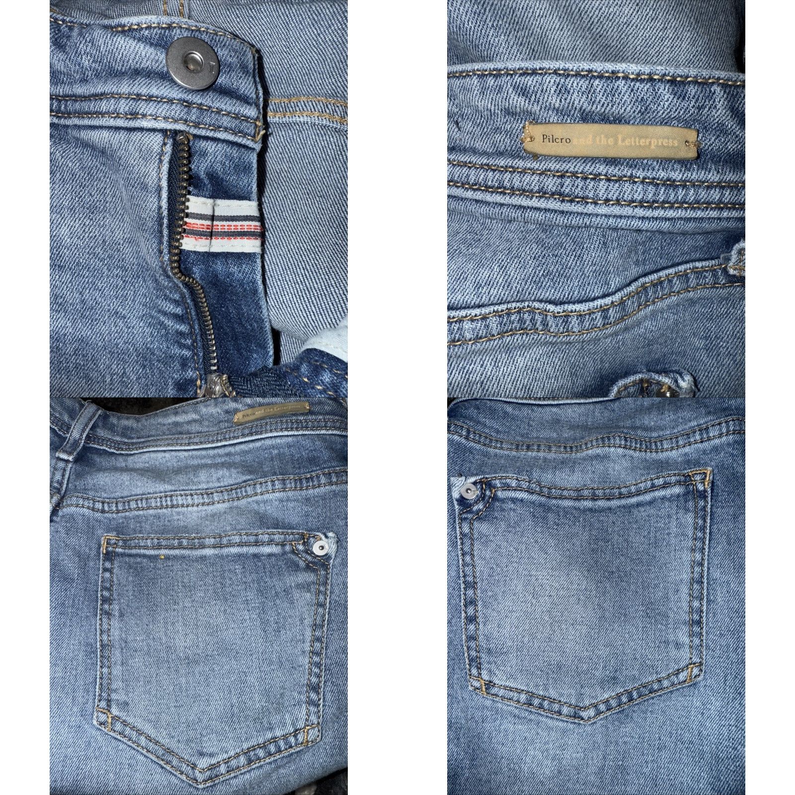 Anthropologie VINTAGE Anthropology Pilcro Slim Boyfriend Jeans Women’s Blue Distressed Side Ribbons 27 Size 24" / US 00 / IT 34 - 8 Thumbnail