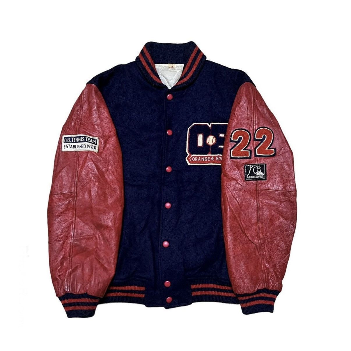 Japanese Brand Vintage Orange Bowl varsity jacket leather sleeve Size US L / EU 52-54 / 3 - 1 Thumbnail