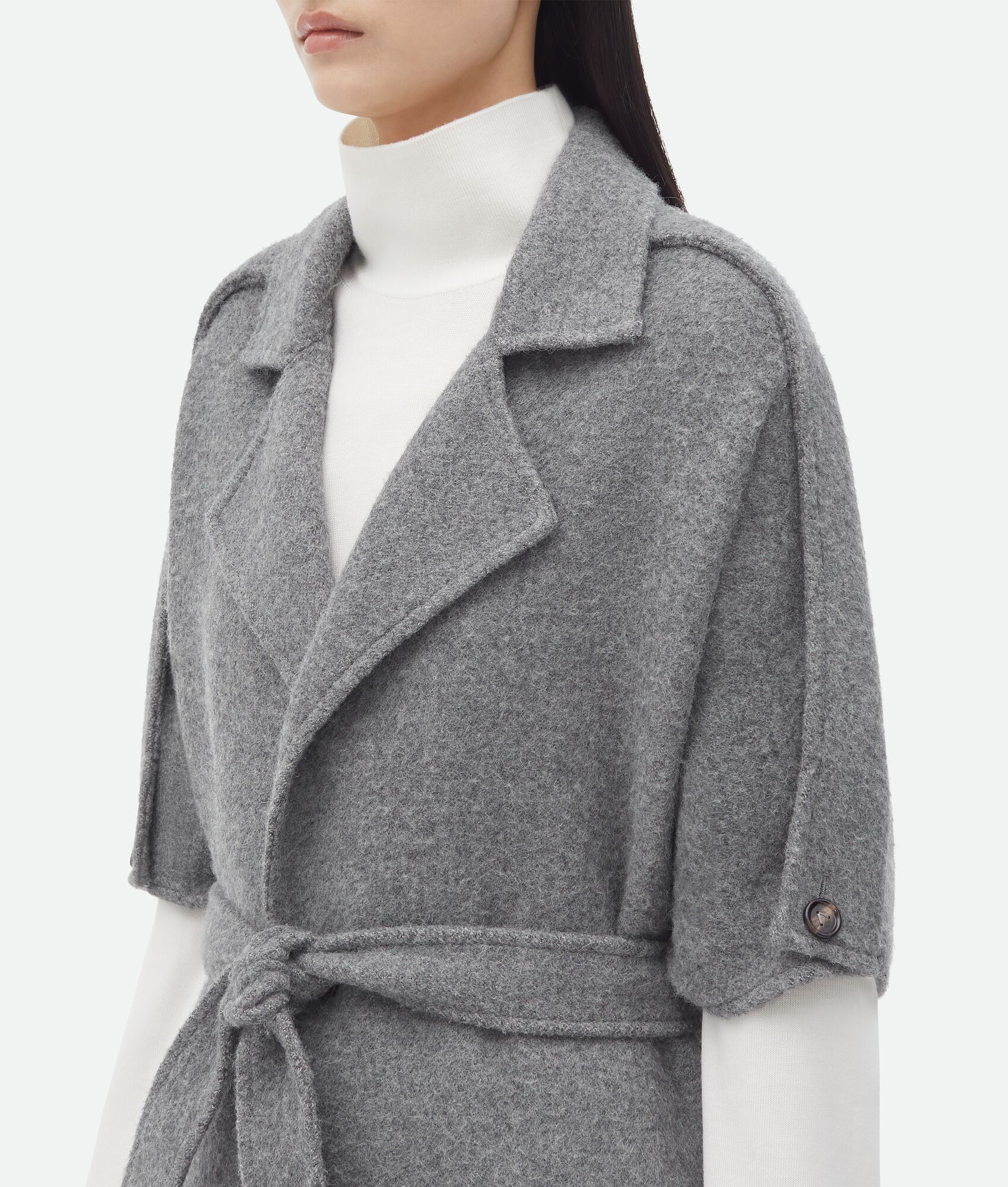 Bottega Veneta o1n1vont0325 Wool And Cashmere Sleeveless Coat in Grey Size S / US 4 / IT 40 - 5 Thumbnail