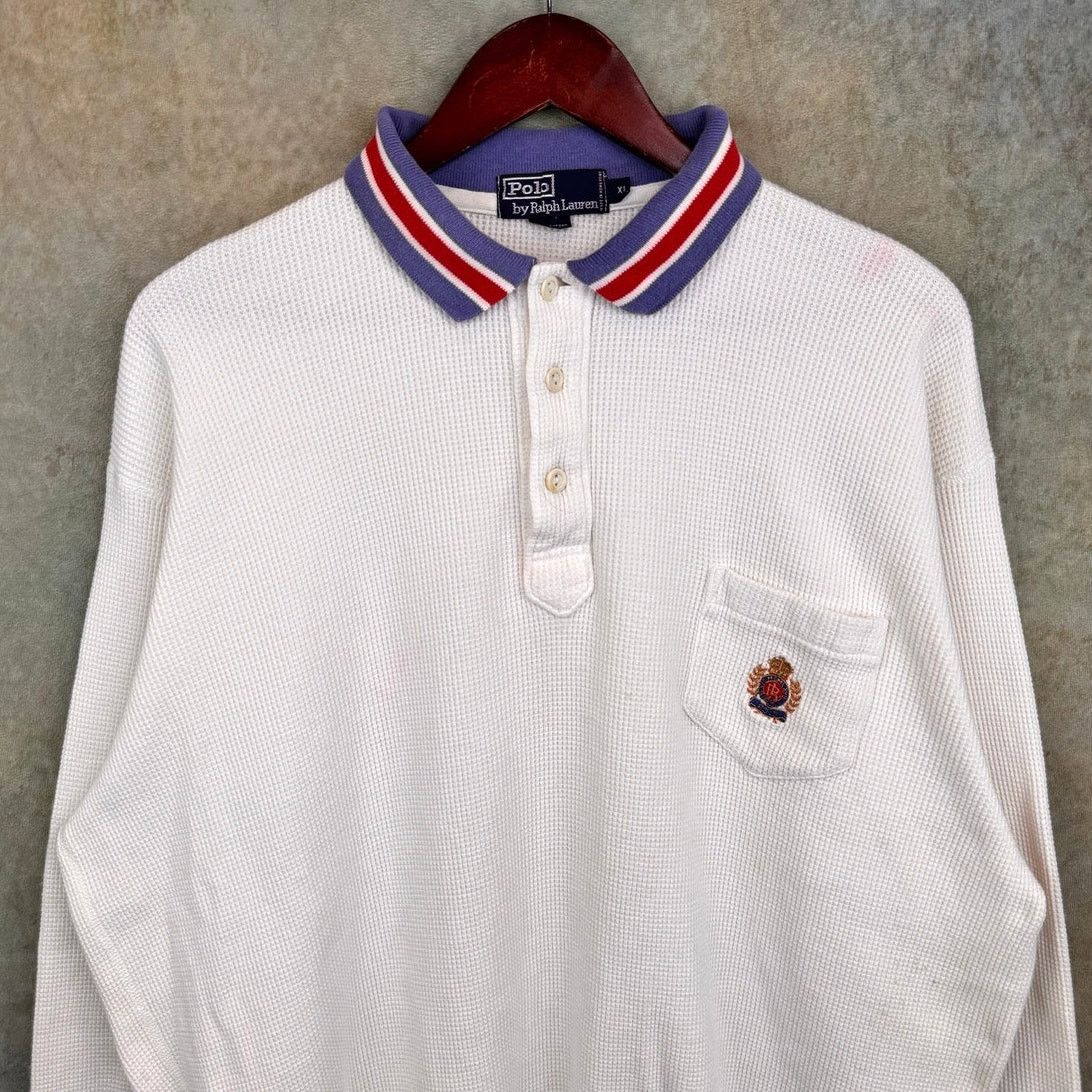 Polo Ralph Lauren × Vintage VTG 90s Polo Ralph Lauren Cookie Crest Thermal Shirt XL Size US XL / EU 56 / 4 - 2 Thumbnail