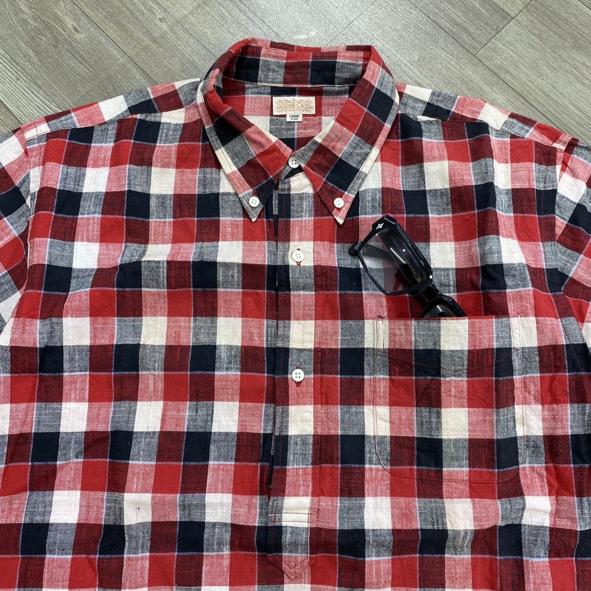 Sugar Cane Vintage Sugar Cane Toyo Enterprise Plaid Half Button Shirt Size US L / EU 52-54 / 3 - 4 Thumbnail