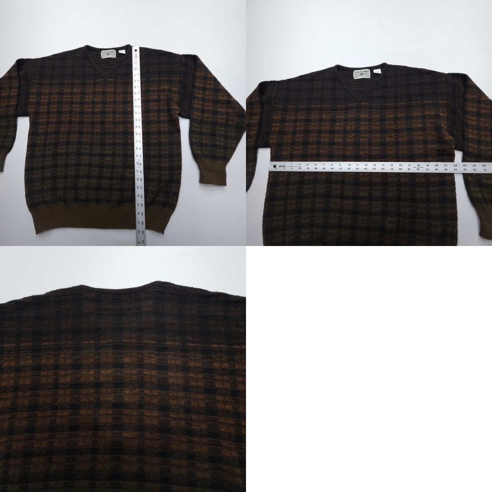 IDEA VINTAGE Idea Uomo Sweater Mens M Plaid Brown 90s Italy Knit Pullover Crew Neck Size US M / EU 48-50 / 2 - 8 Thumbnail