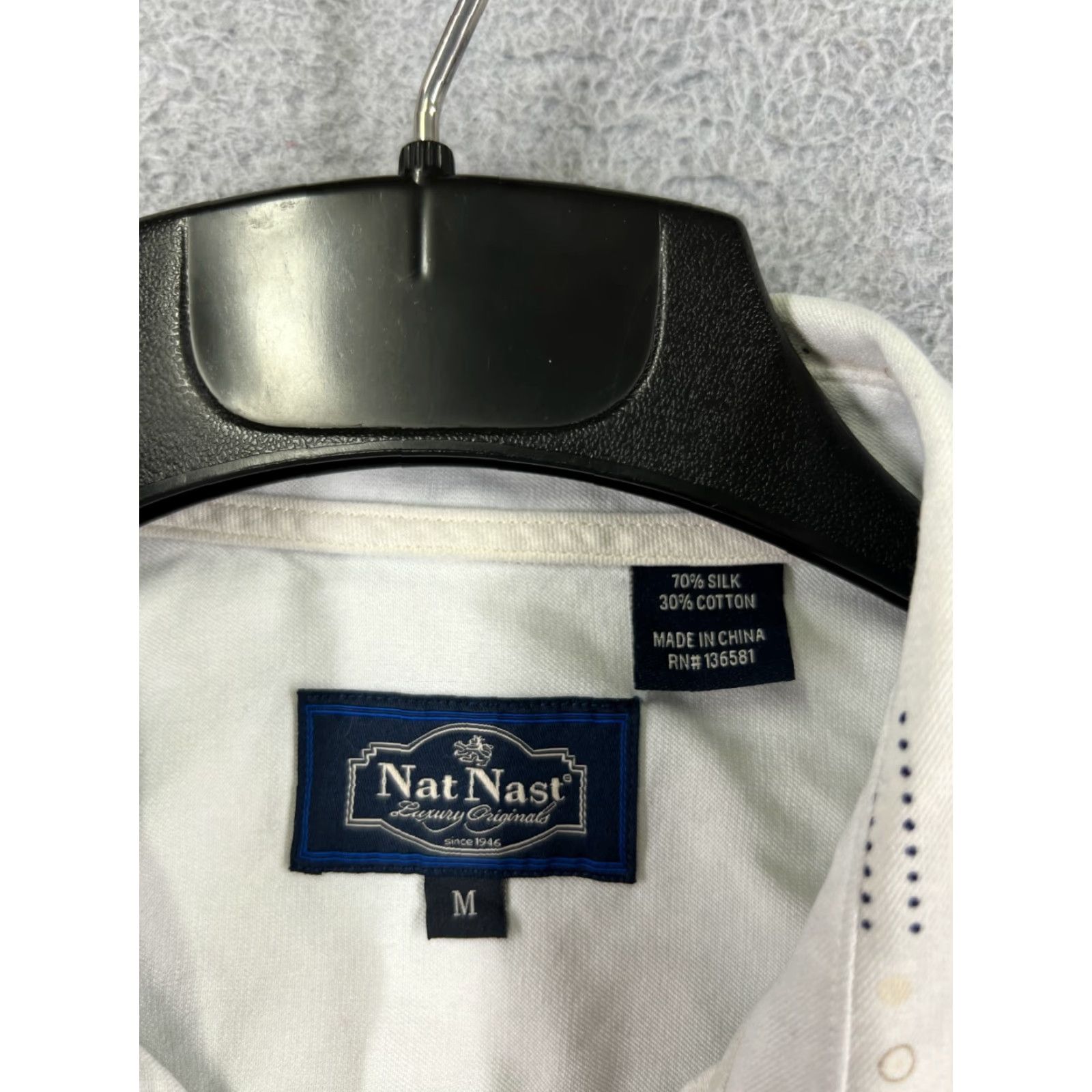 Nat Nast Nat Nast Shirt Adult Medium White Silk Blend 60s Style Button Up Pocket Size US M / EU 48-50 / 2 - 7 Thumbnail