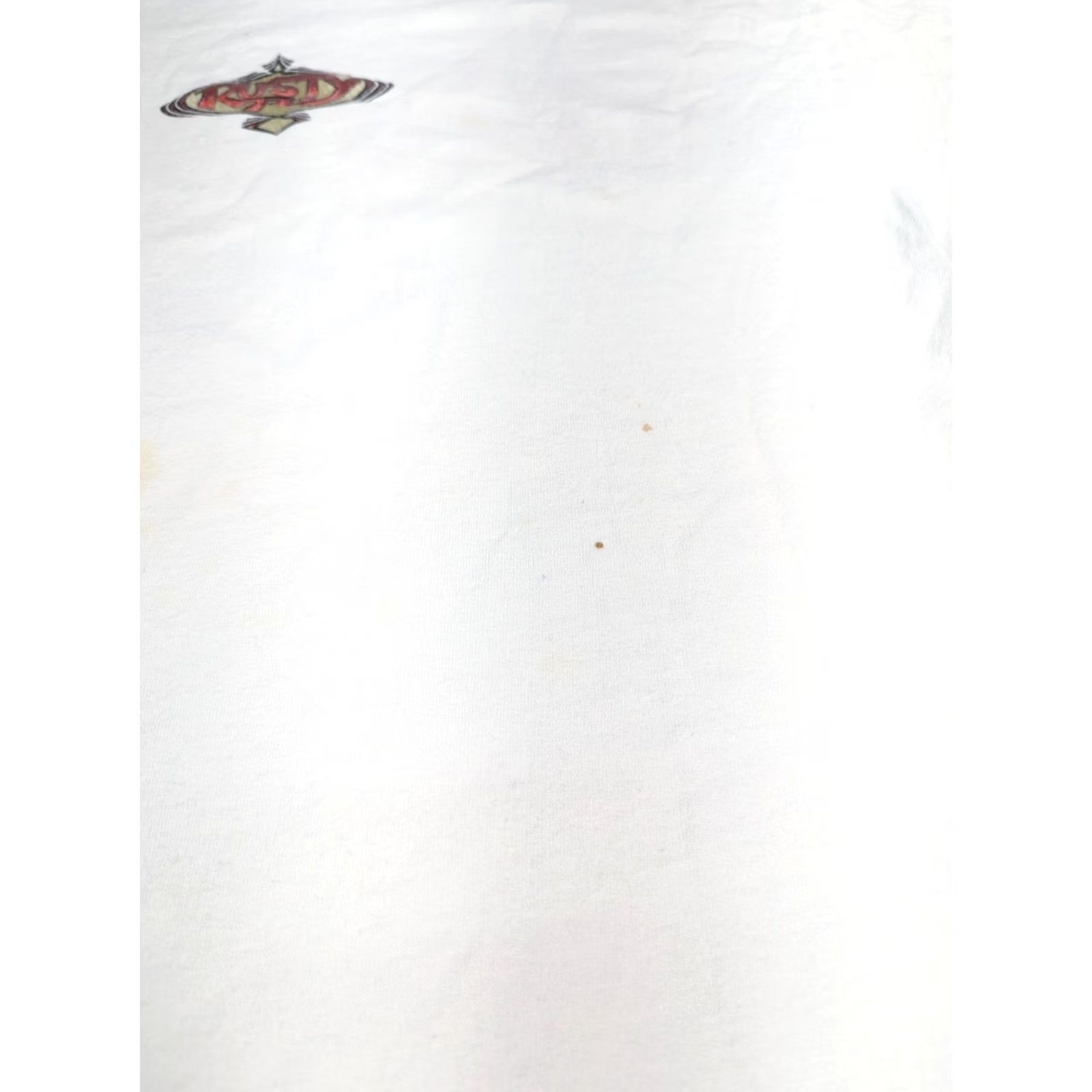 Rusty VINTAGE Single Shirt Mens L White 1990s Rusty Surfwear Stitch Men Surf Skate Distressed Size US L / EU 52-54 / 3 - 6 Thumbnail