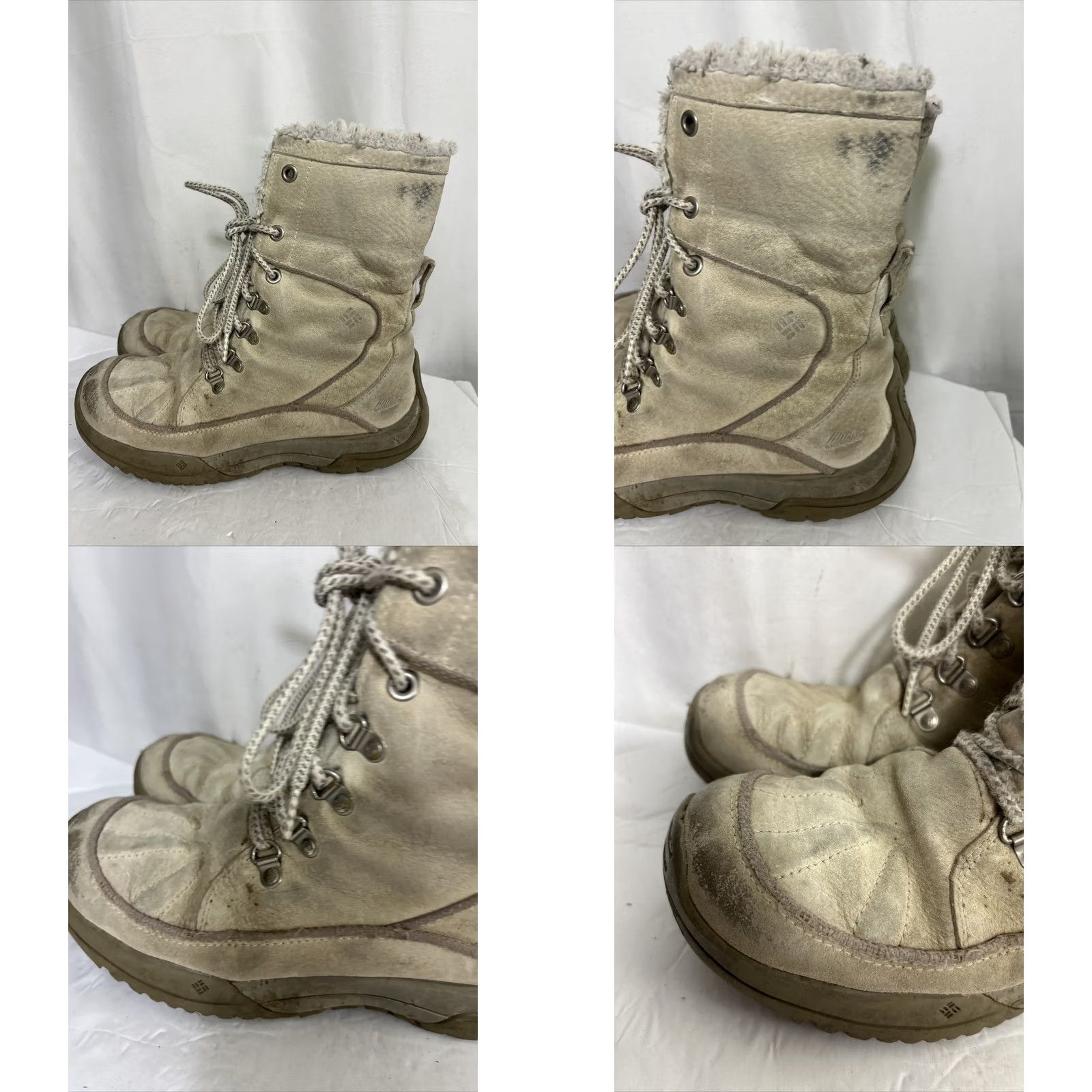 Vintage Columbia Women's Lavela II Suede Waterproof Winter Boots Thinsulate Ivory, Size US 9 / UK 7, Round Toe, Lace Up, Casual, Boot, M Width, Winter, Women Size US 7 / IT 37 - 8 Thumbnail