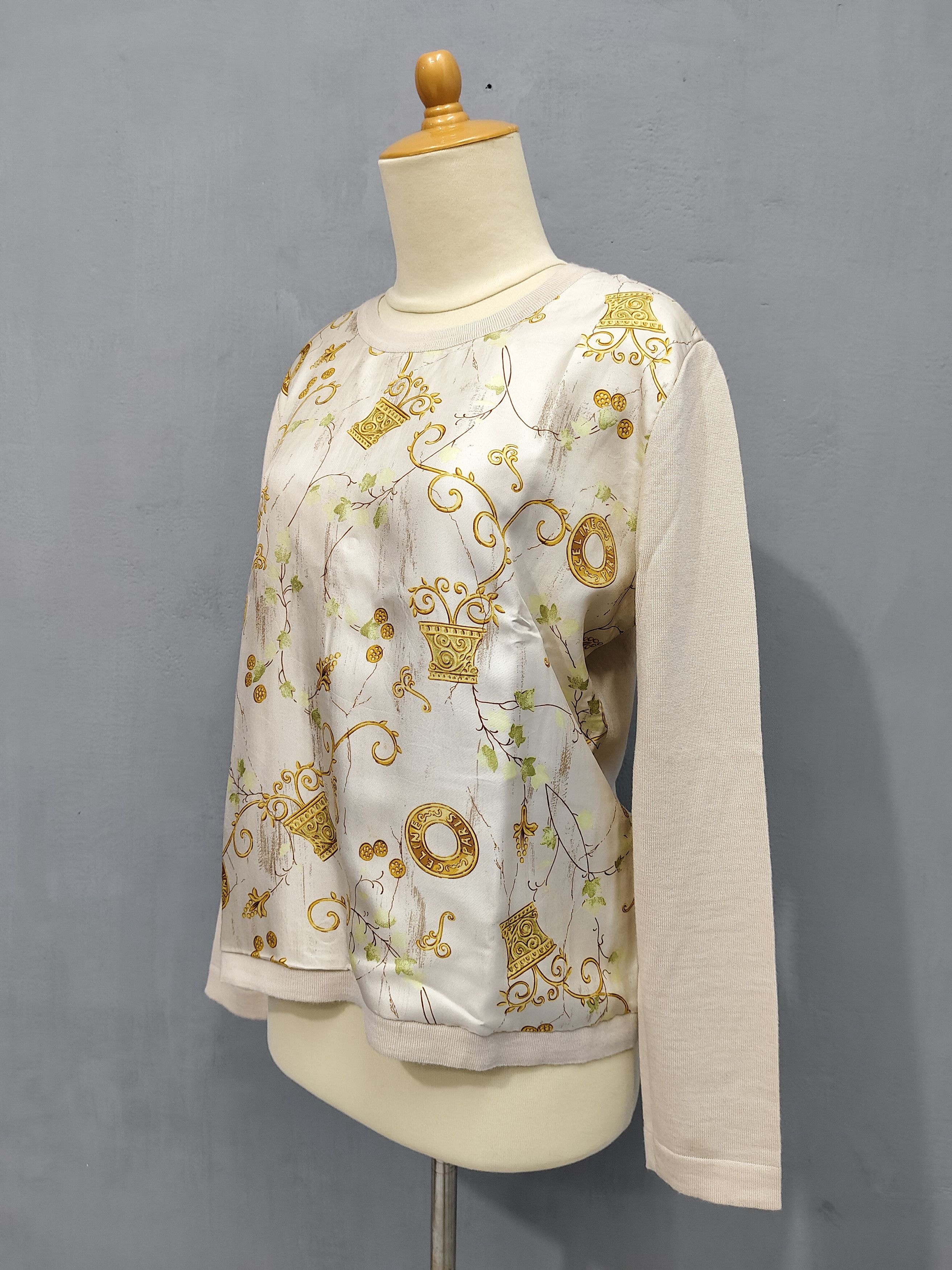 Celine 00s Celine- Silk Panel Baroque Classical Print Knit Top Size M / US 6-8 / IT 42-44 - 10 Thumbnail