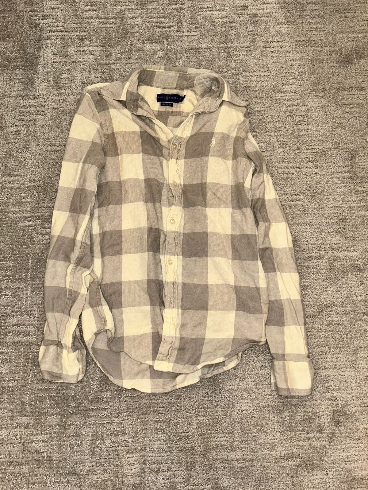 Ralph Lauren Ralph Lauren Beige and grey collared button down long sleeve Size S / US 4 / IT 40 - 2 Thumbnail