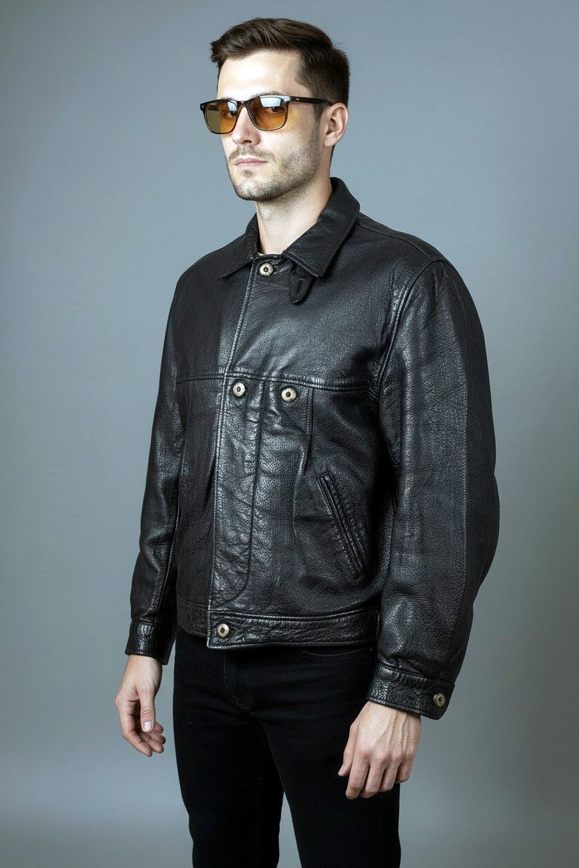 Vintage Vintage 80s Designer Deerskin Leather Italian Mens Jacket Size US L / EU 52-54 / 3 - 1 Thumbnail