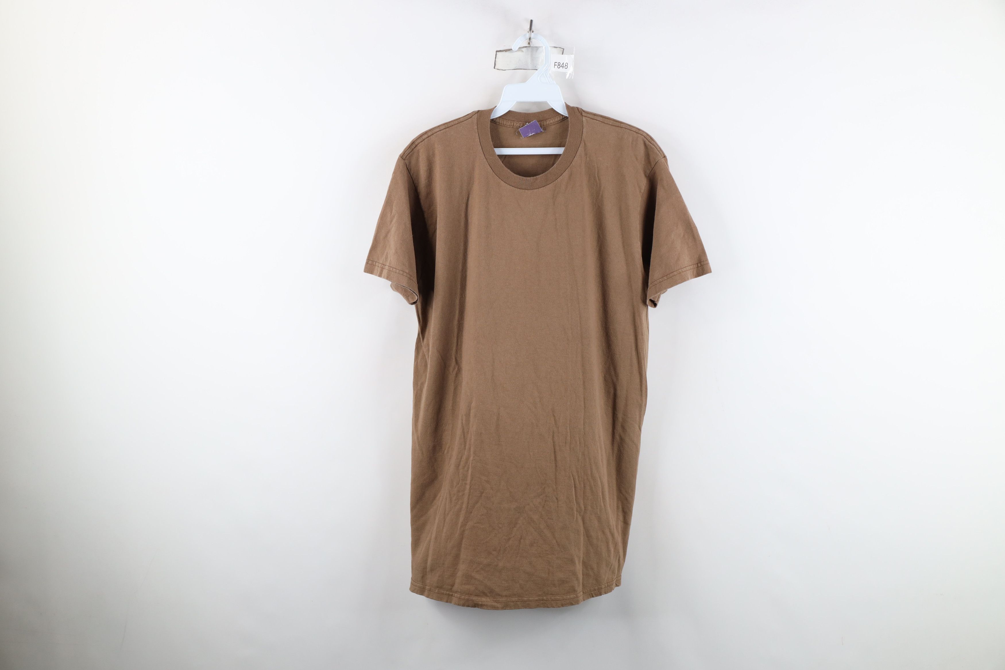 Vintage Vintage 90s Streetwear Blank Combed Cotton T-Shirt Brown USA Size US L / EU 52-54 / 3 - 1 Thumbnail