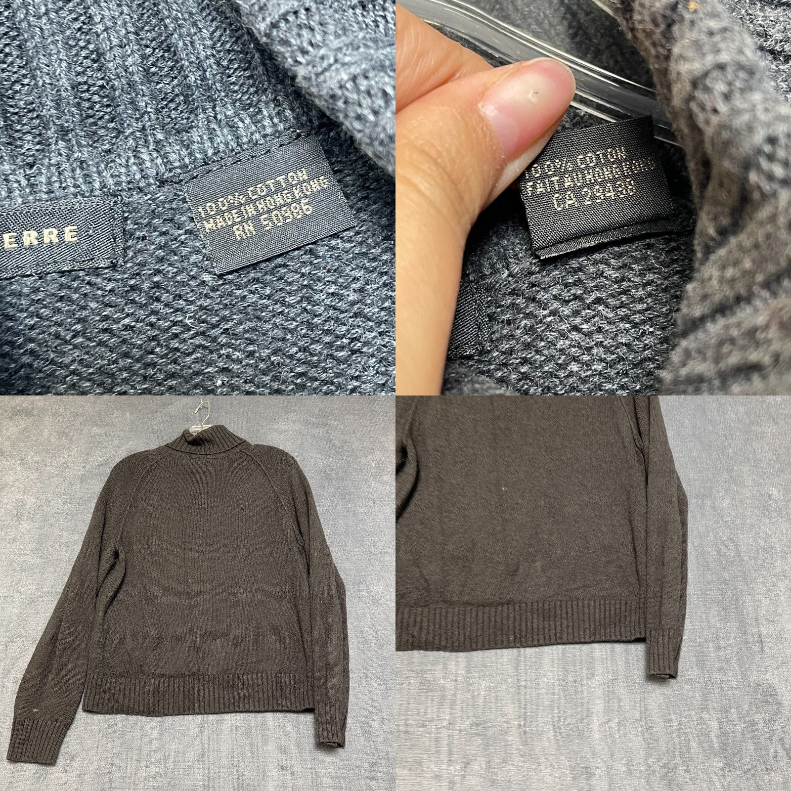 Vintage Jeanne Pierre Sweater Womens L Gray Cotton Ribbed Hem Turtleneck Raglan Sleeve Size L / US 10 / IT 46 - 8 Thumbnail