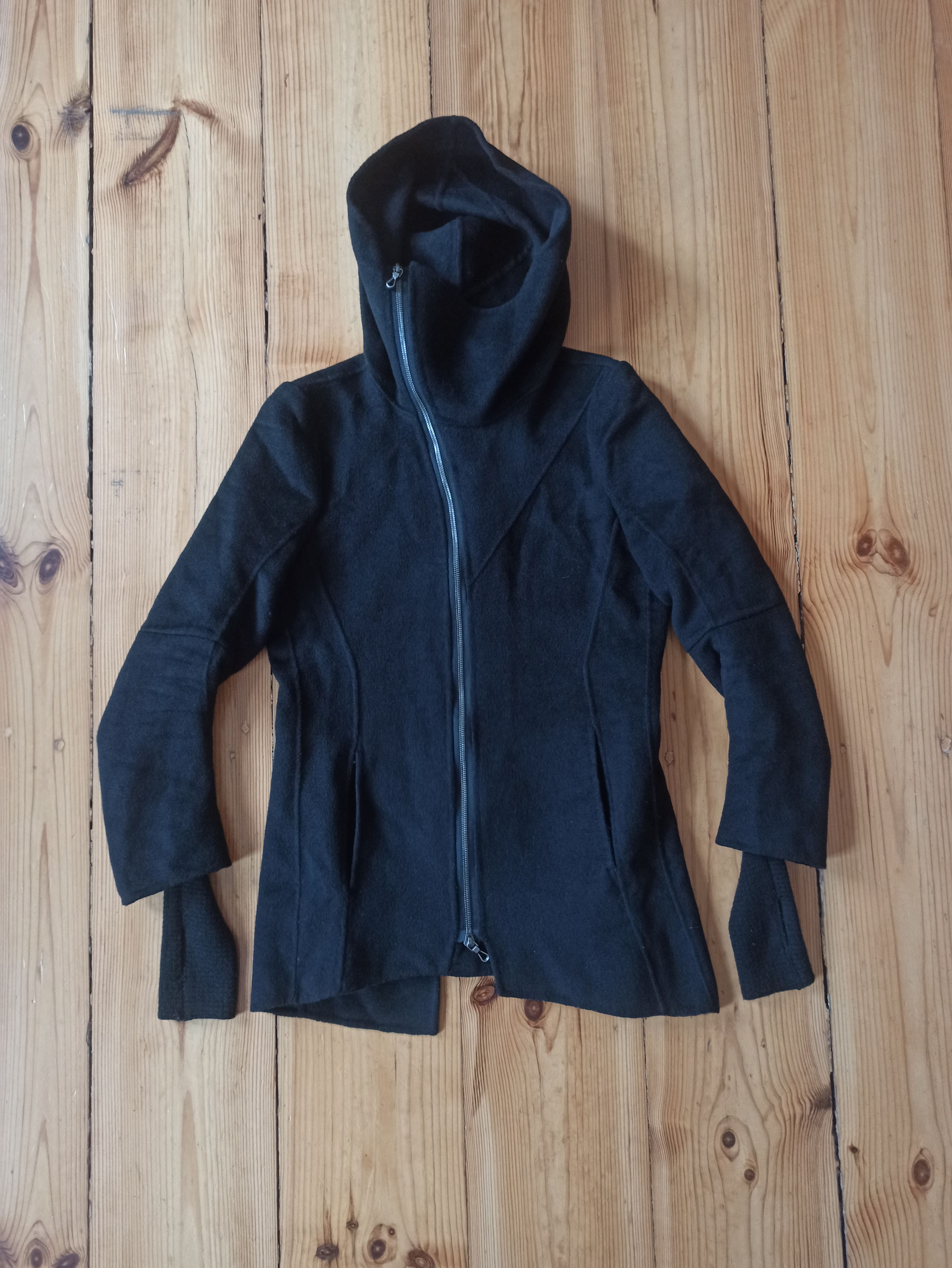 image of Archival Clothing x Gene Par Yukio Mishiba Avant Garde Asymmetrical Wool Jacket in Black (Size Medi
