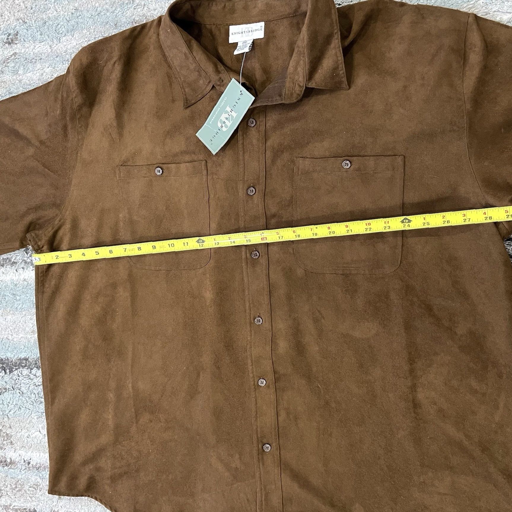 Vintage VINTAGE KnightsBridge Brown Button-Down Mens 3XL Long Sleeve Faux Suede Polyester New Size US XXL / EU 58 / 5 - 7 Thumbnail