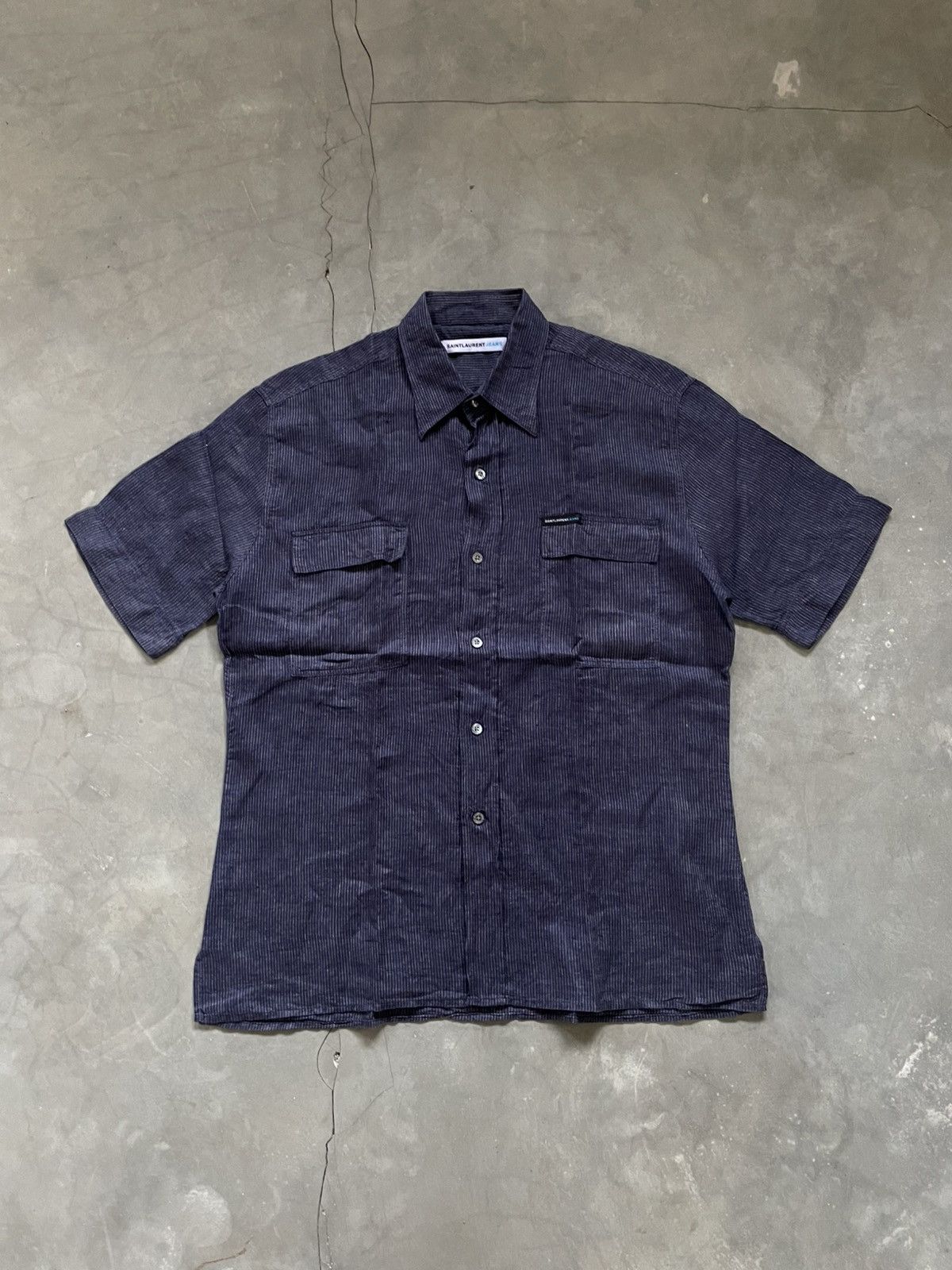Saint Laurent Jeans Linen Stripe Shirt Double Pocket Icon