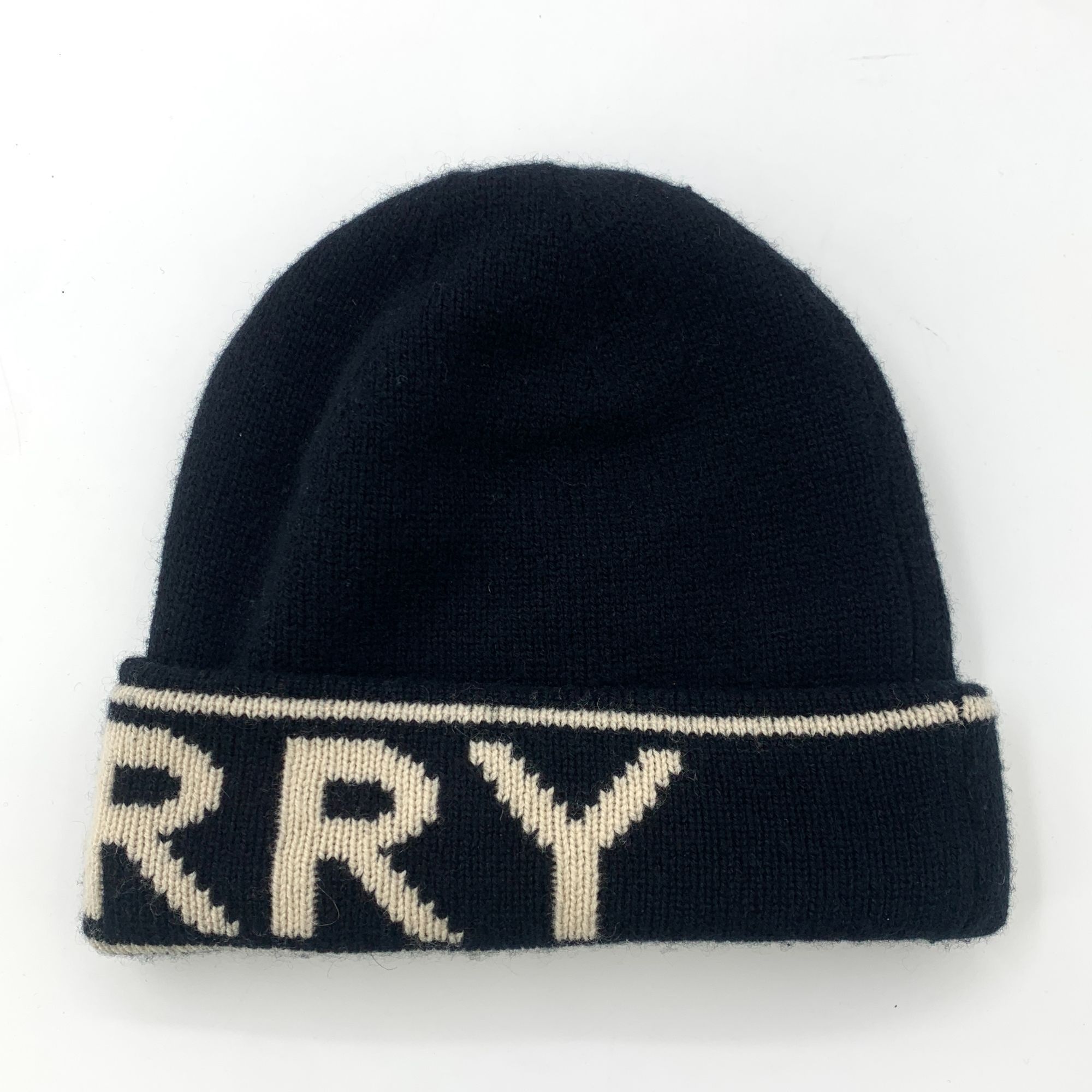 Burberry Burberry Black & Cream Reversible Knit Beanie Hat 100% Cashm Size ONE SIZE - 2 Thumbnail