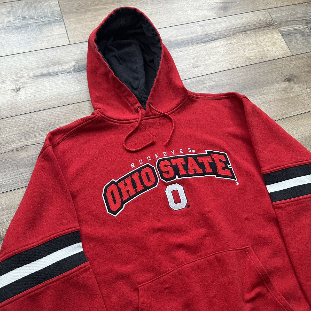Lee Vintage 90s Ohio State Buckeyes Lee Sport Red Striped Hoodie Size US L / EU 52-54 / 3 - 4 Thumbnail