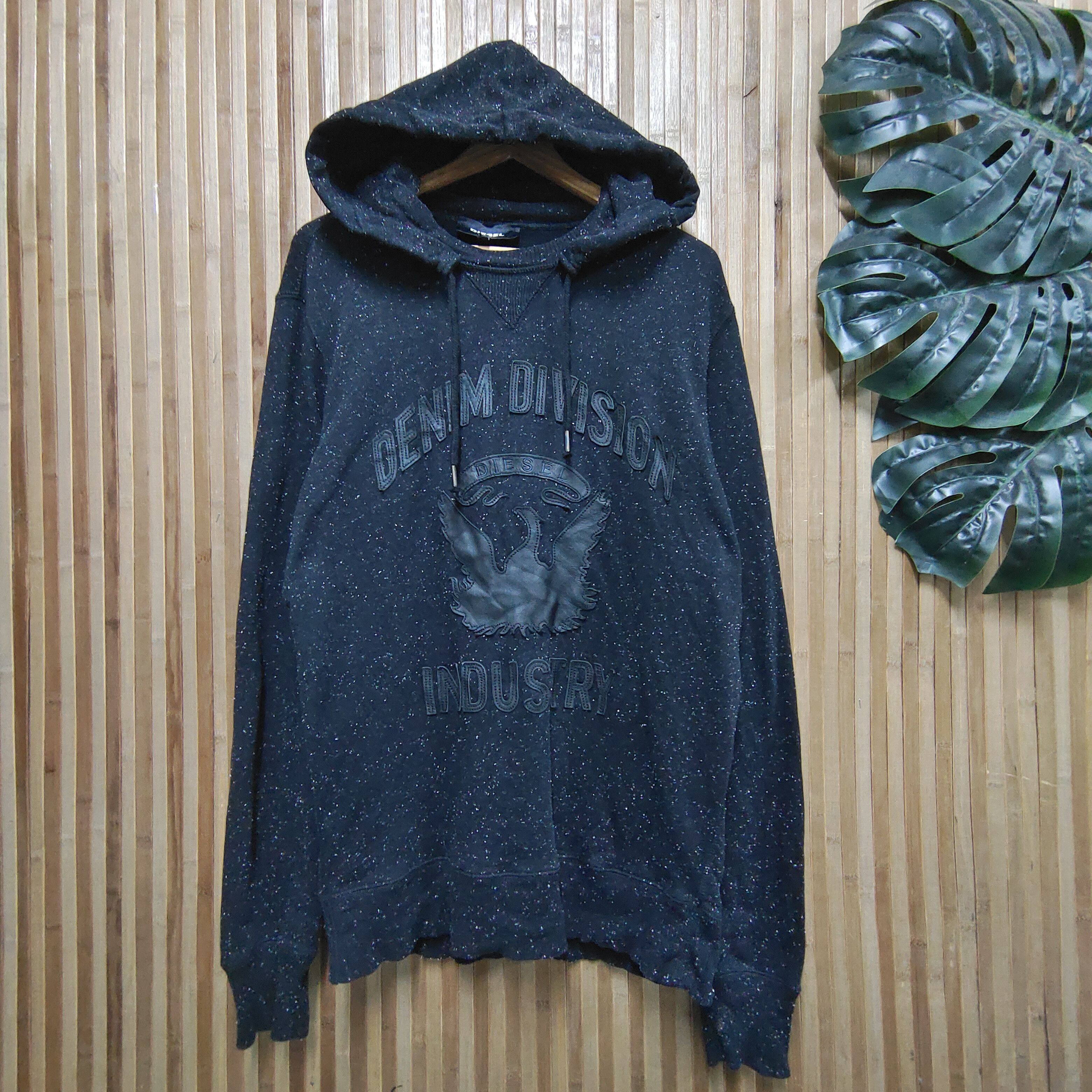 Hooded sweatshirt with zip and Diesel Denim Division logo