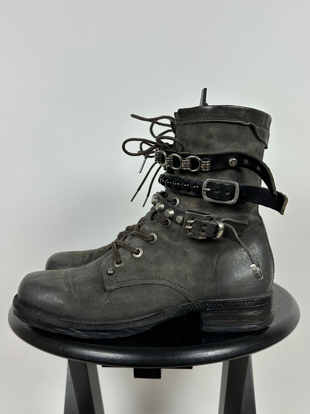A.S.98 A.S.98. Airstep Grey Leather Biker Ankle Boots Size US 8 / IT 38 - 6 Thumbnail