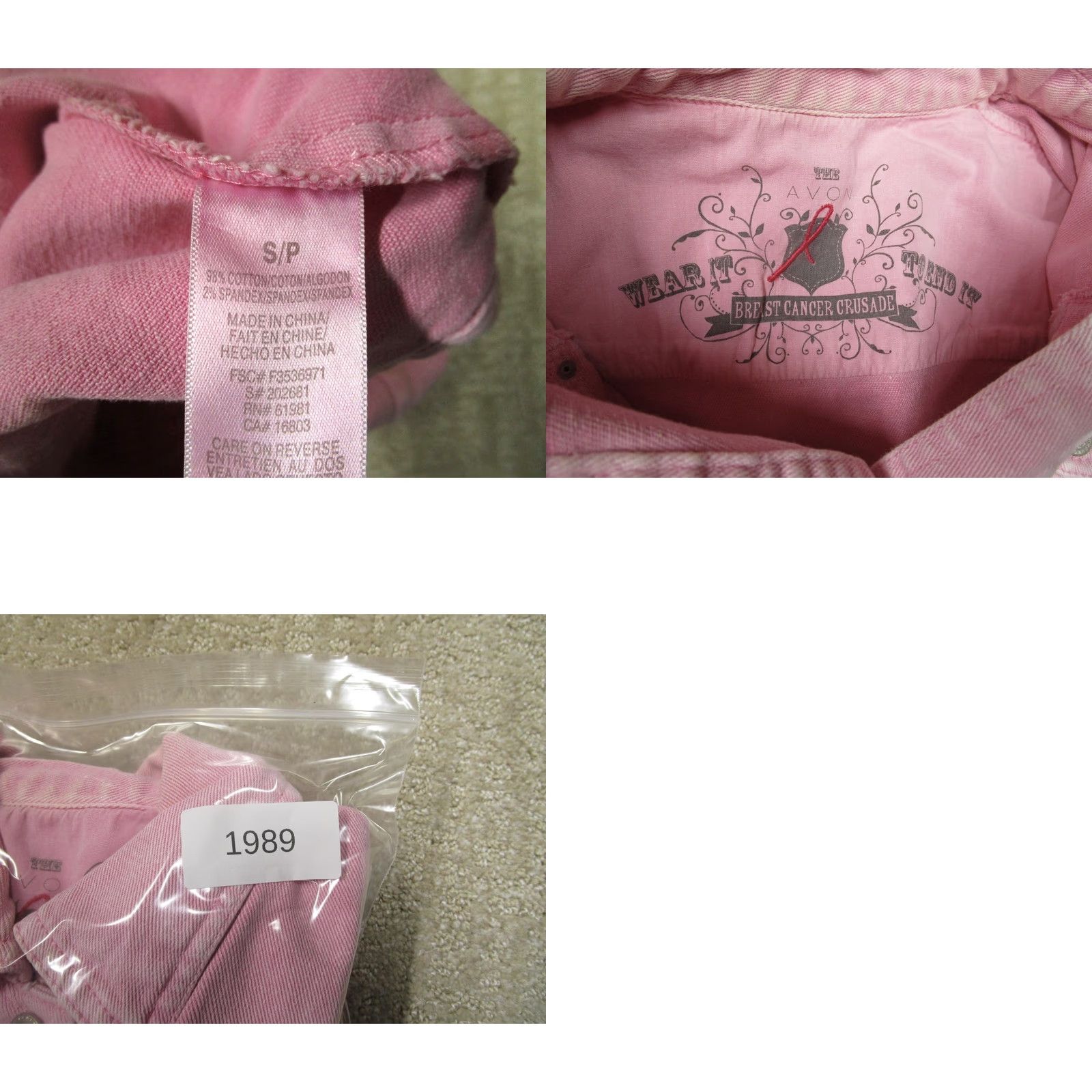 Vintage Avon Denim Jacket Women Small Pink Breast Cancer Crusade Button Front Collared Shirt Size S / US 4 / IT 40 - 8 Thumbnail