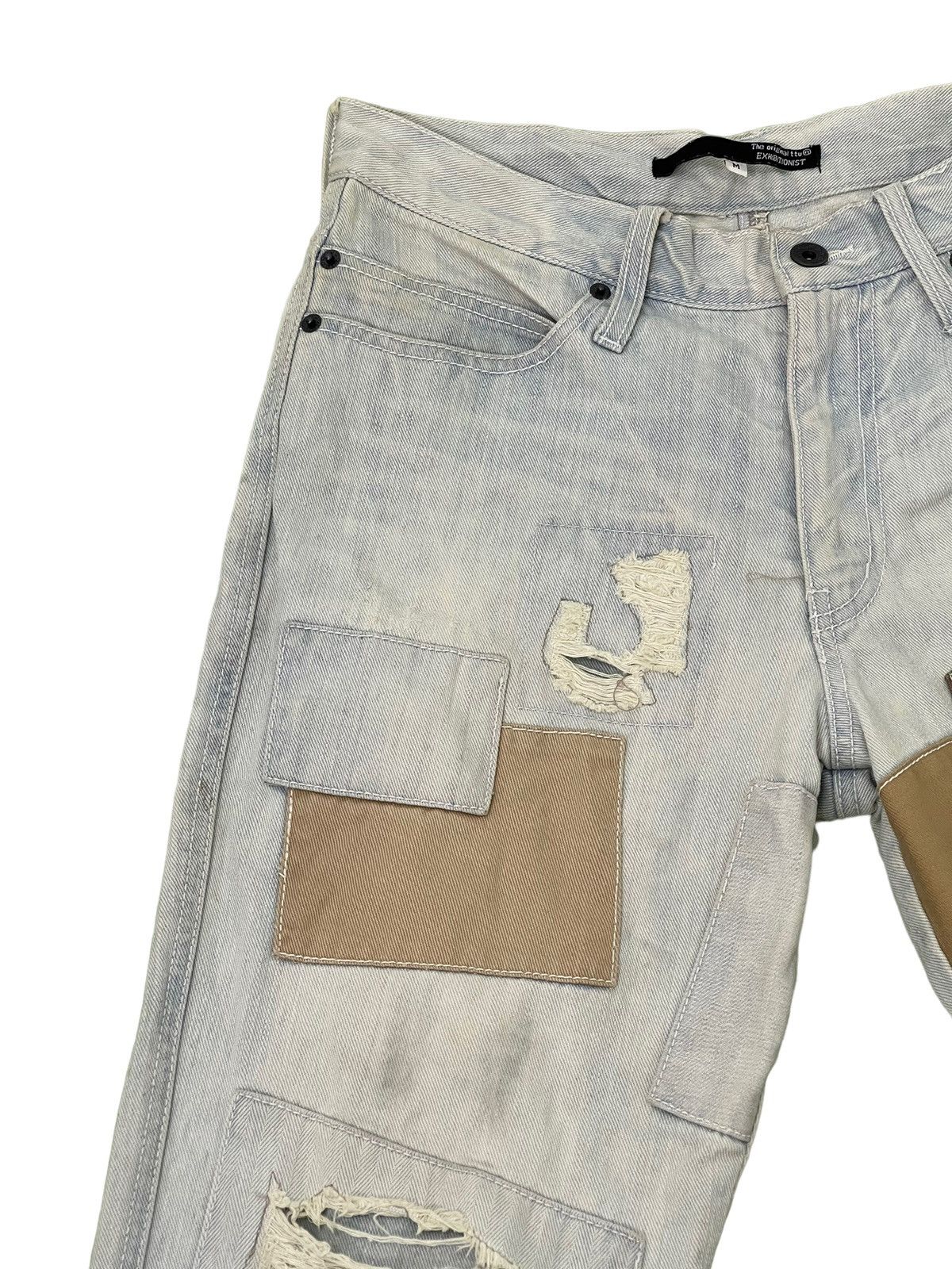 Japanese Brand Patchwork Jeans The Exibitionist Distress Regular 6🟦9 Size US 31 - 6 Thumbnail