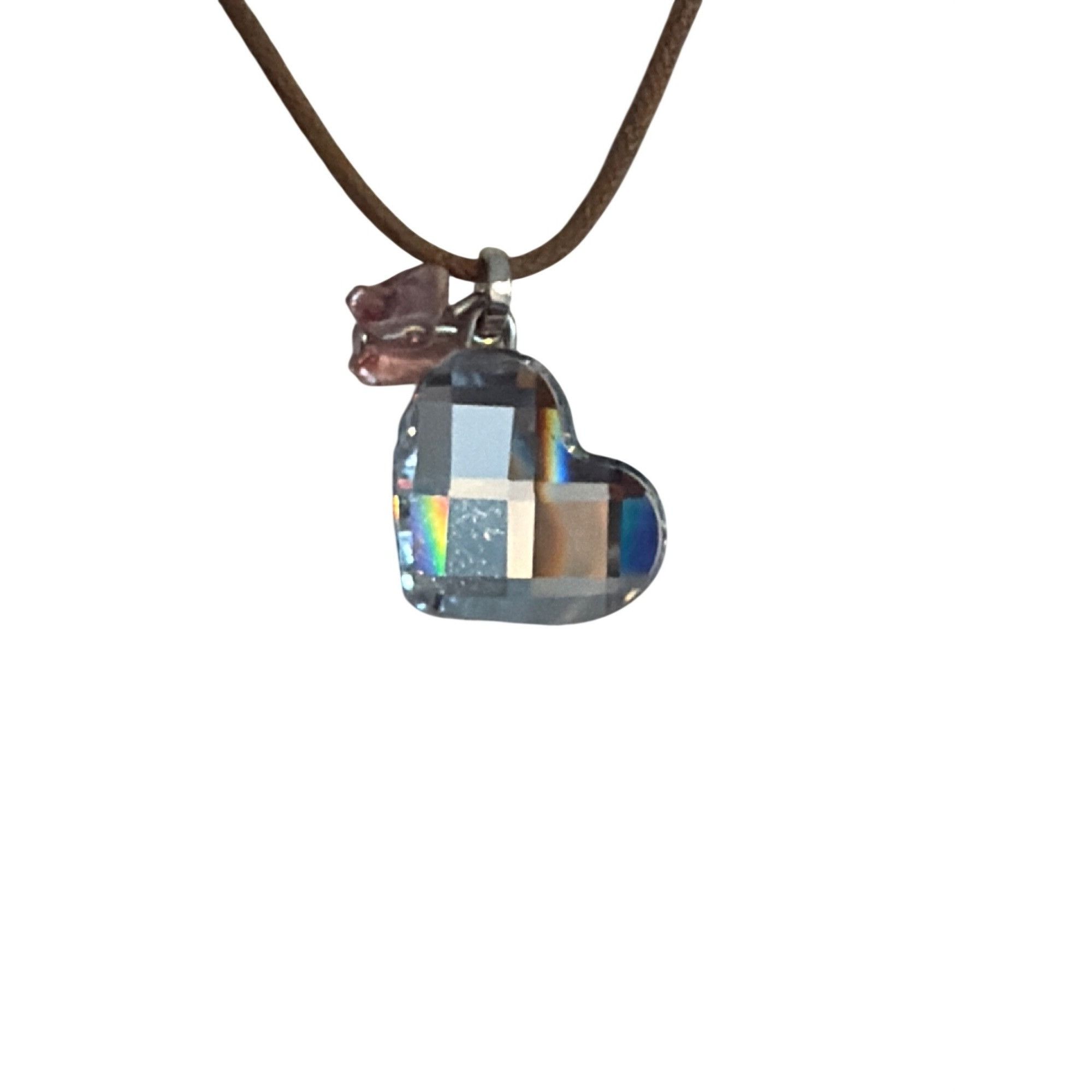 Swarovski Swarovski Faceted Crystal Heart Butterfly Necklace Leather C Size ONE SIZE - 2 Thumbnail