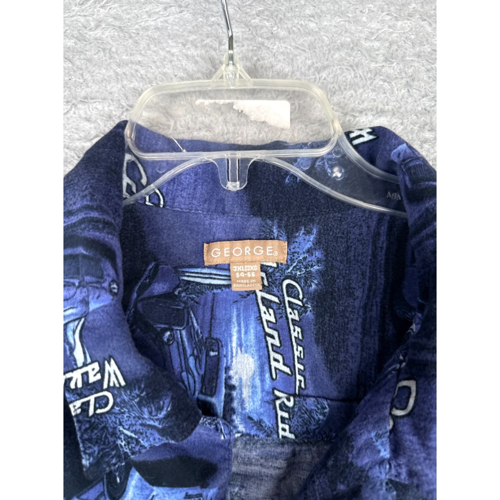 George George Button-Up Shirt Mens 3XL Blue Hawaiian Floral Short Sleeve Rayon Button-Front Casual Dress Shirt Size US XXL / EU 58 / 5 - 7 Thumbnail