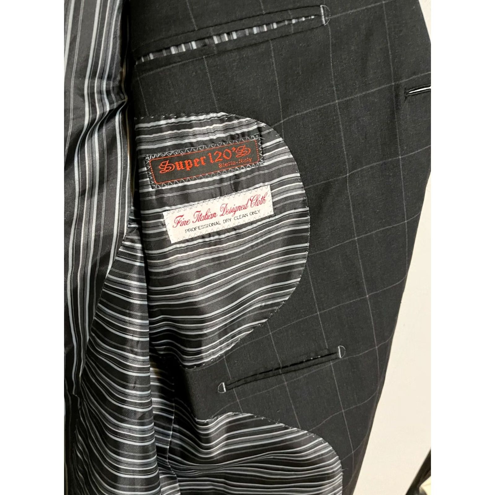 Vintage Zanetti Blazer Made in Italy Gray Windowpane Suit Jacket Coat Men's 42R Size 42R - 5 Thumbnail