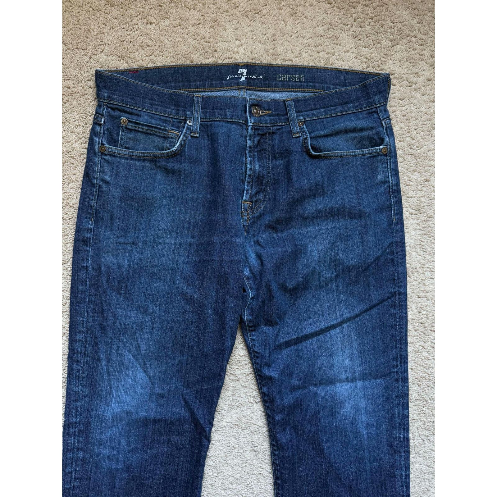 7 For All Mankind 7 for All Mankind Carsen Straight Performance Jeans Blue Size US 34 / EU 50 - 3 Thumbnail