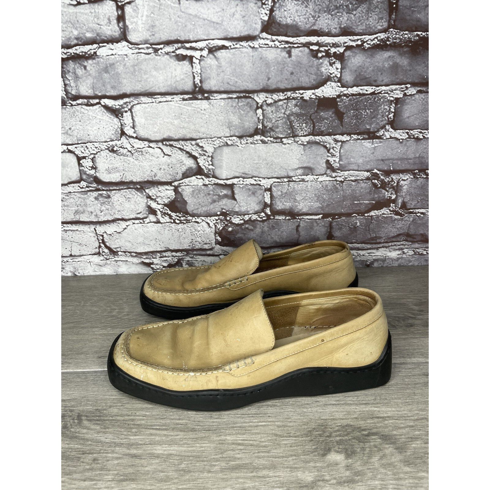 Other Duccio Del Duca Tan Leather Square Toe Wedge Designer Loafer Size US 8.5 / IT 38.5 - 20 Thumbnail