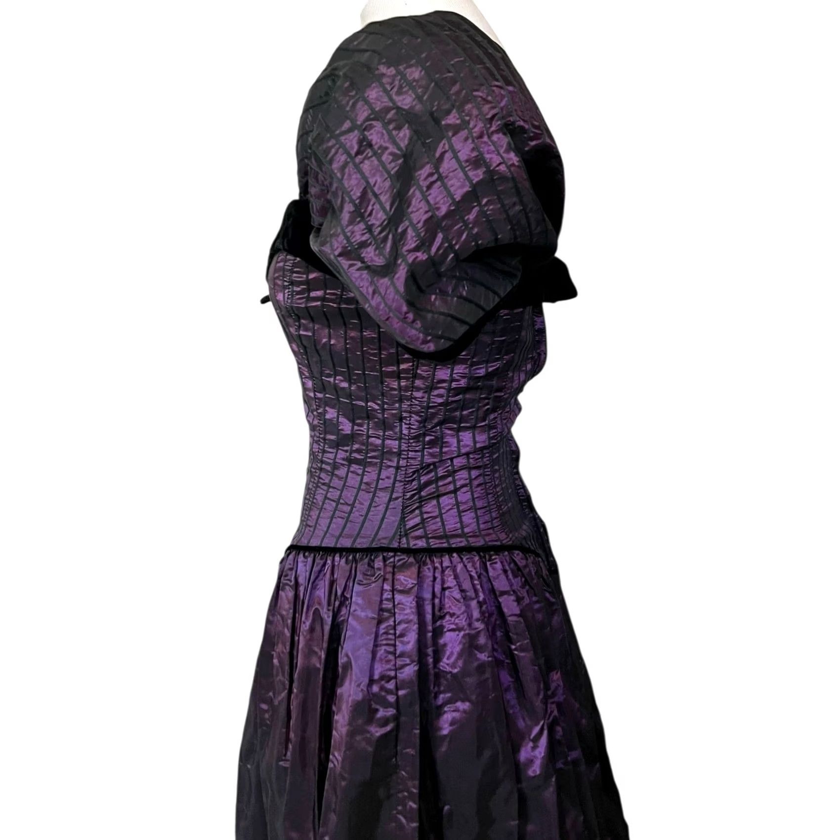 Vintage VINTAGE Barboglio Cristina Jan Prom Dress Sz 8 Purple Taffeta 80s Puffy Sleeve Ball Gown Womens Size M / US 6-8 / IT 42-44 - 6 Thumbnail