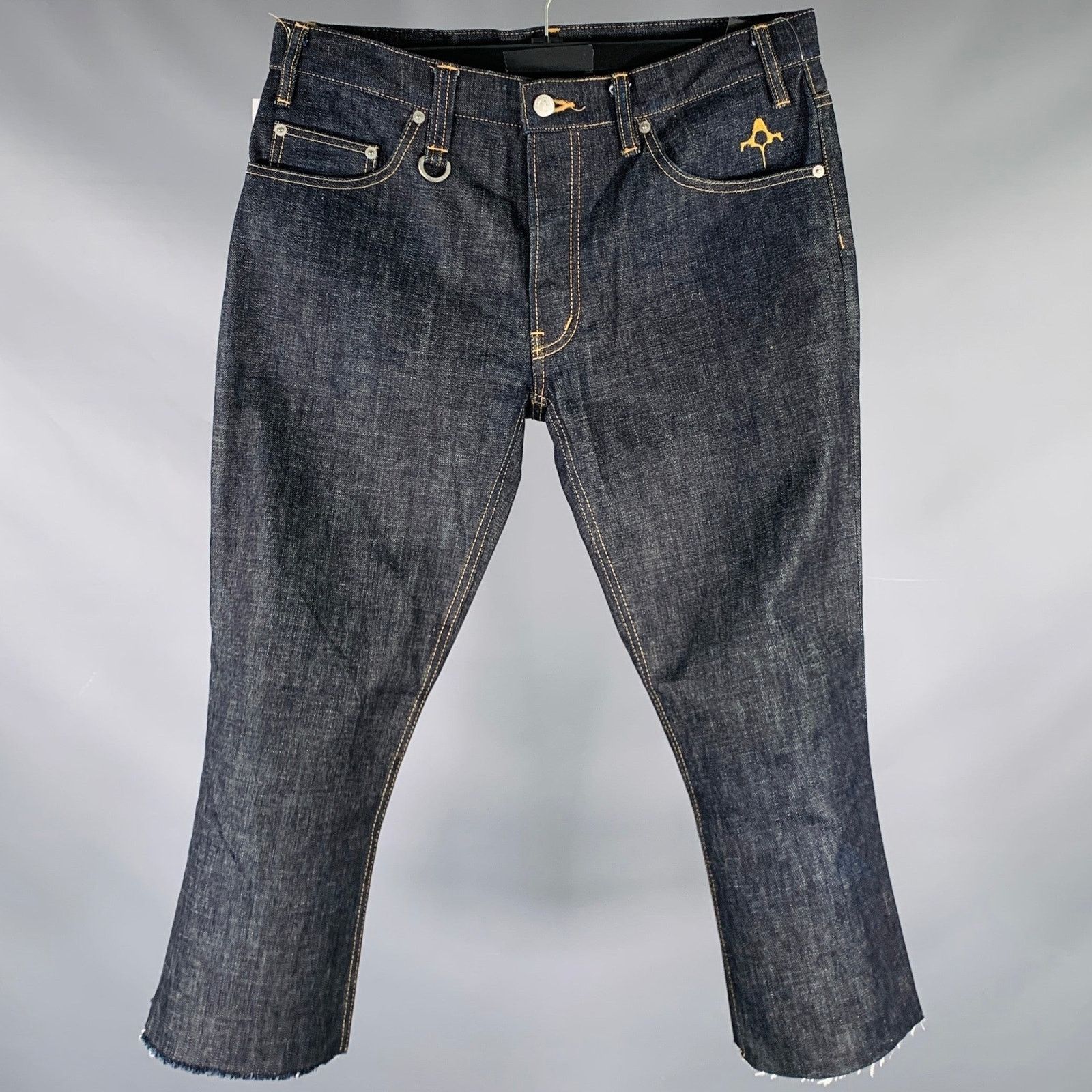 Backbone BACKBONE Size L Navy Cotton Straight Raw Edge Jeans Size US 35 - 1 Thumbnail