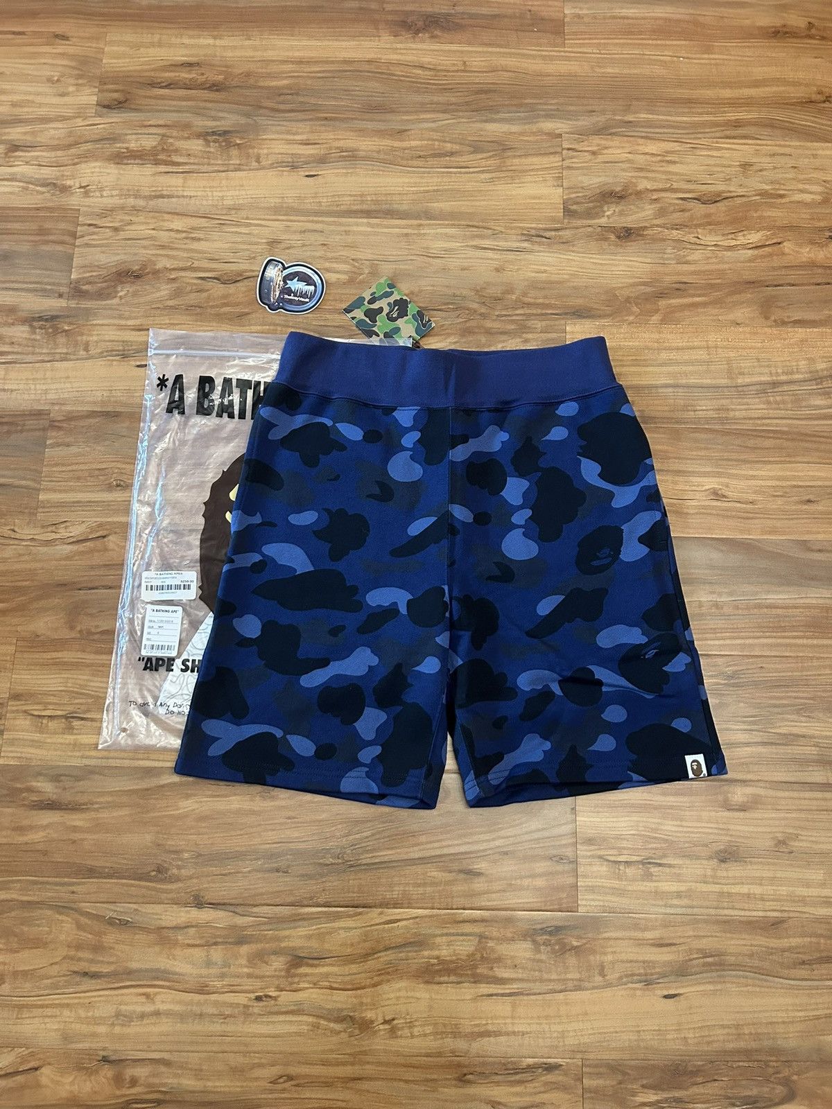 NEW Bape Navy Camo Sweat Shorts