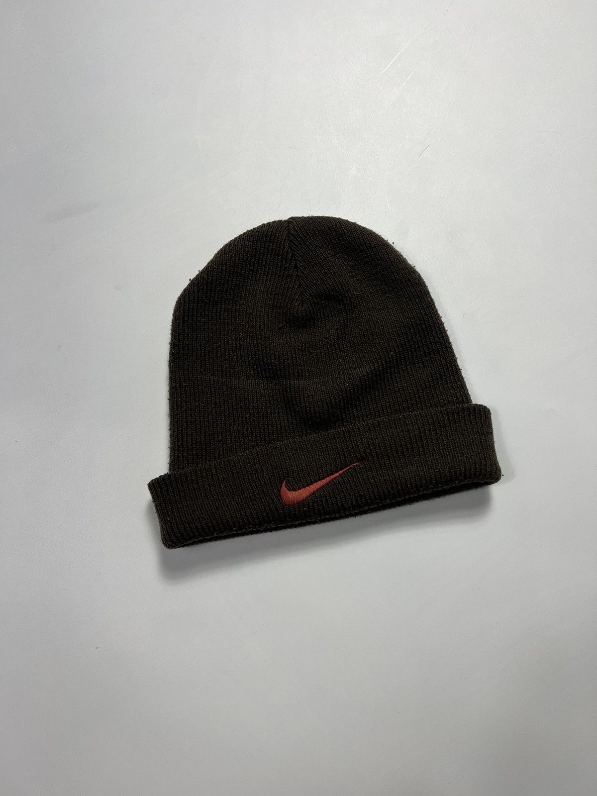 Vintage Vintage Nike Brown Wool Beanie Hat With Logo Size ONE SIZE - 1 Thumbnail