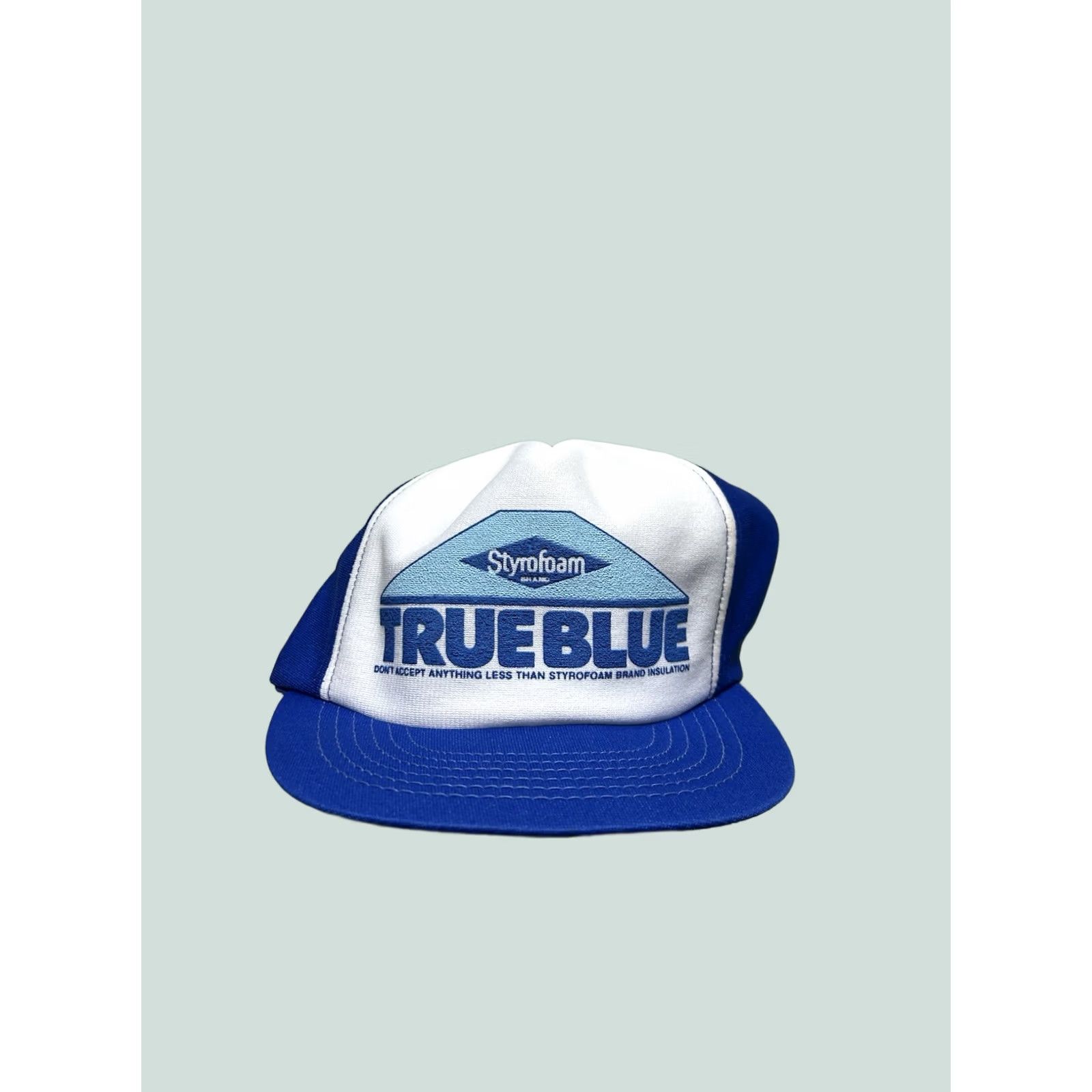 Vintage VINTAGE 80s White Snapback Hat Cap Adjustable True Blue Styrofoam blue white Men Size ONE SIZE - 1 Thumbnail