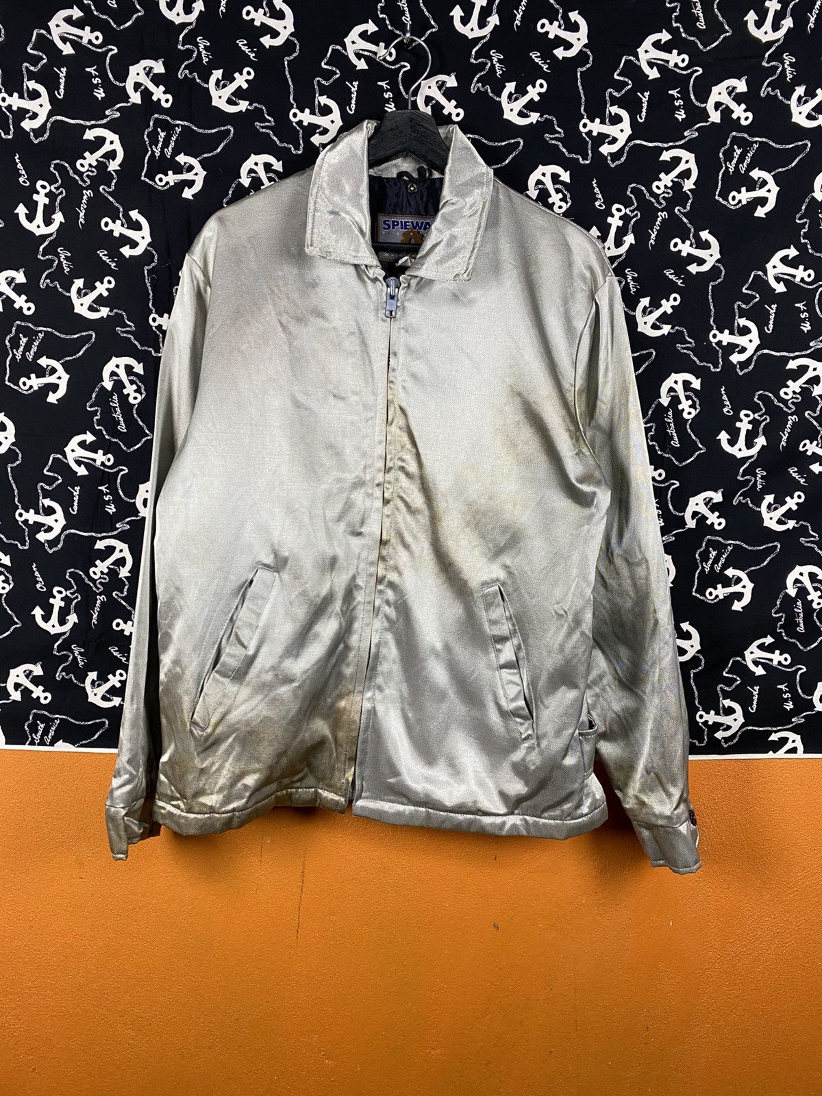 I. Spiewak And Sons Vintage Spiewak Silver Satin Zip Classic Workwear Outerwear Size US M / EU 48-50 / 2 - 3 Thumbnail
