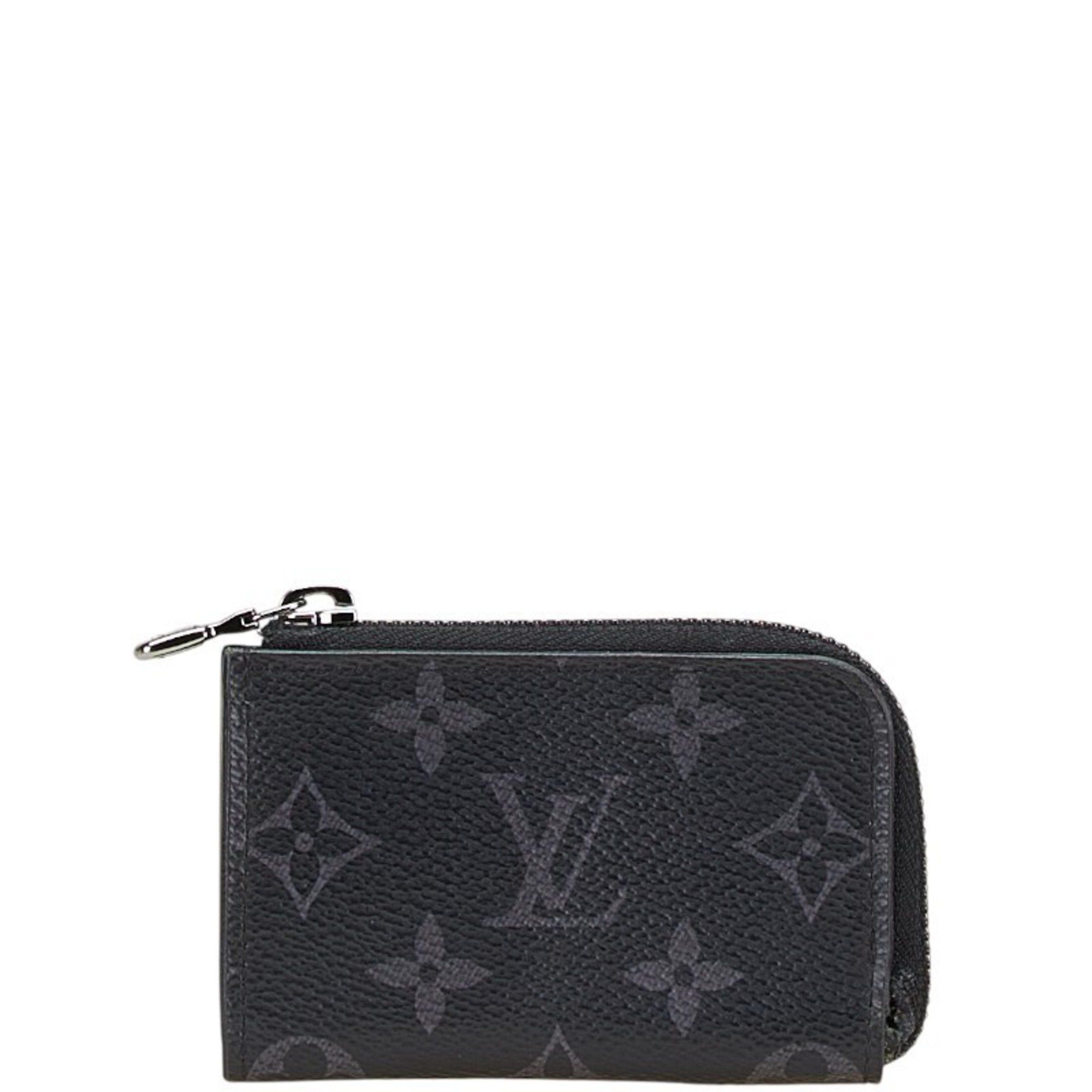 Louis Vuitton Monogram Eclipse Portemonnay Jour Coin Case Purse M63536 Black Pvc Leather Women's Louis Vuitton