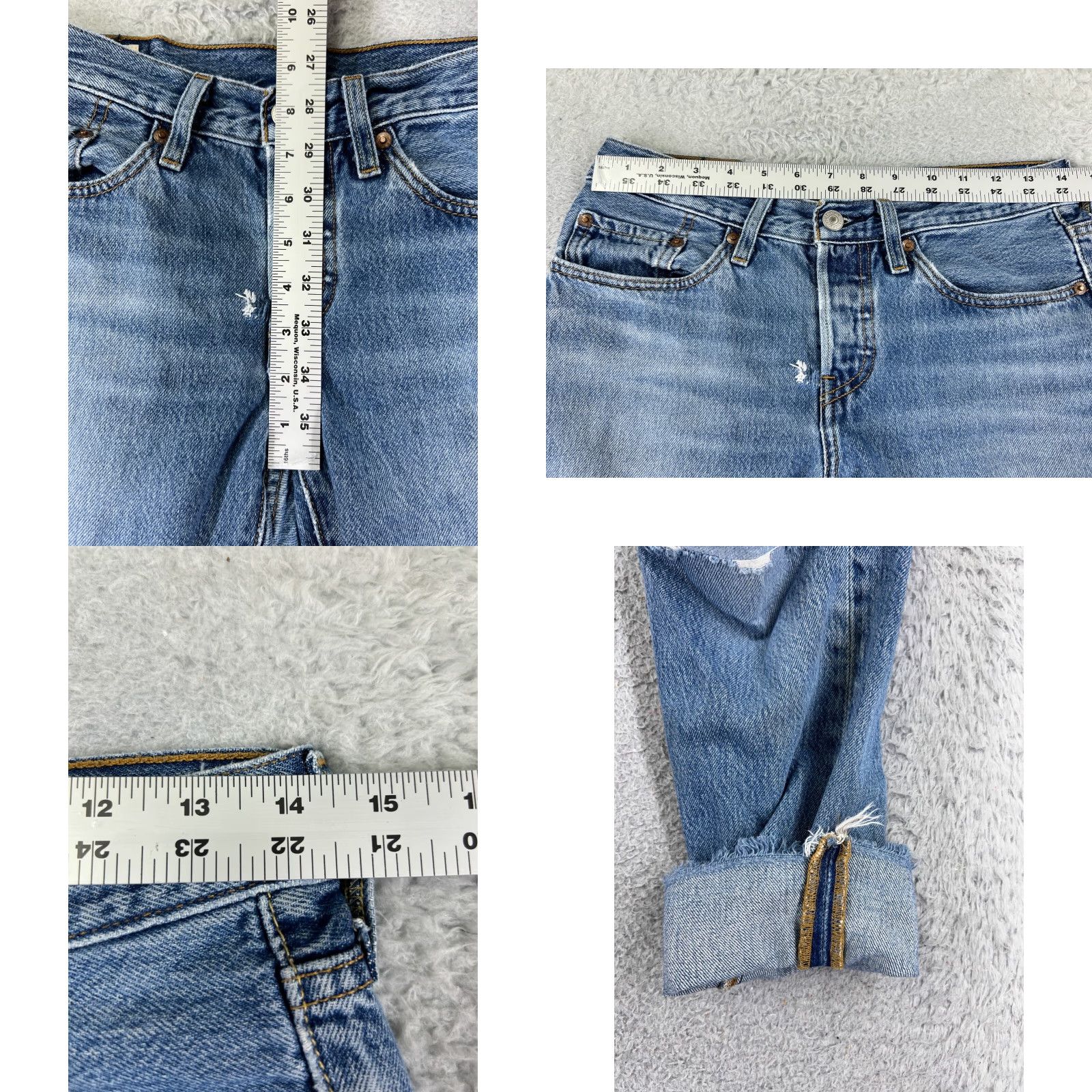 Levi's Levis Jeans Womens 26 Blue Denim 501 Tapered Premium Big E XX Button Fly Cotton Size 26" / US 2 / IT 38 - 9 Thumbnail