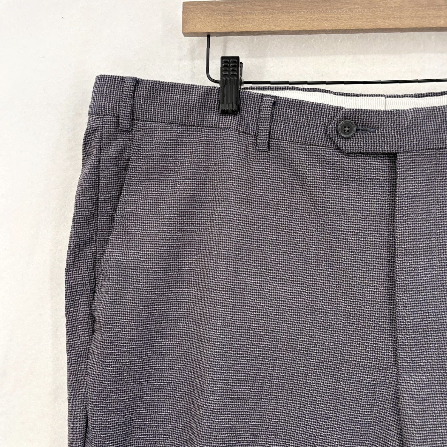 Vintage Santorelli Roma Dress Pants Mens 42 Blue Wool Check Flat Front Business Italy Size US 42 / EU 58 - 3 Thumbnail