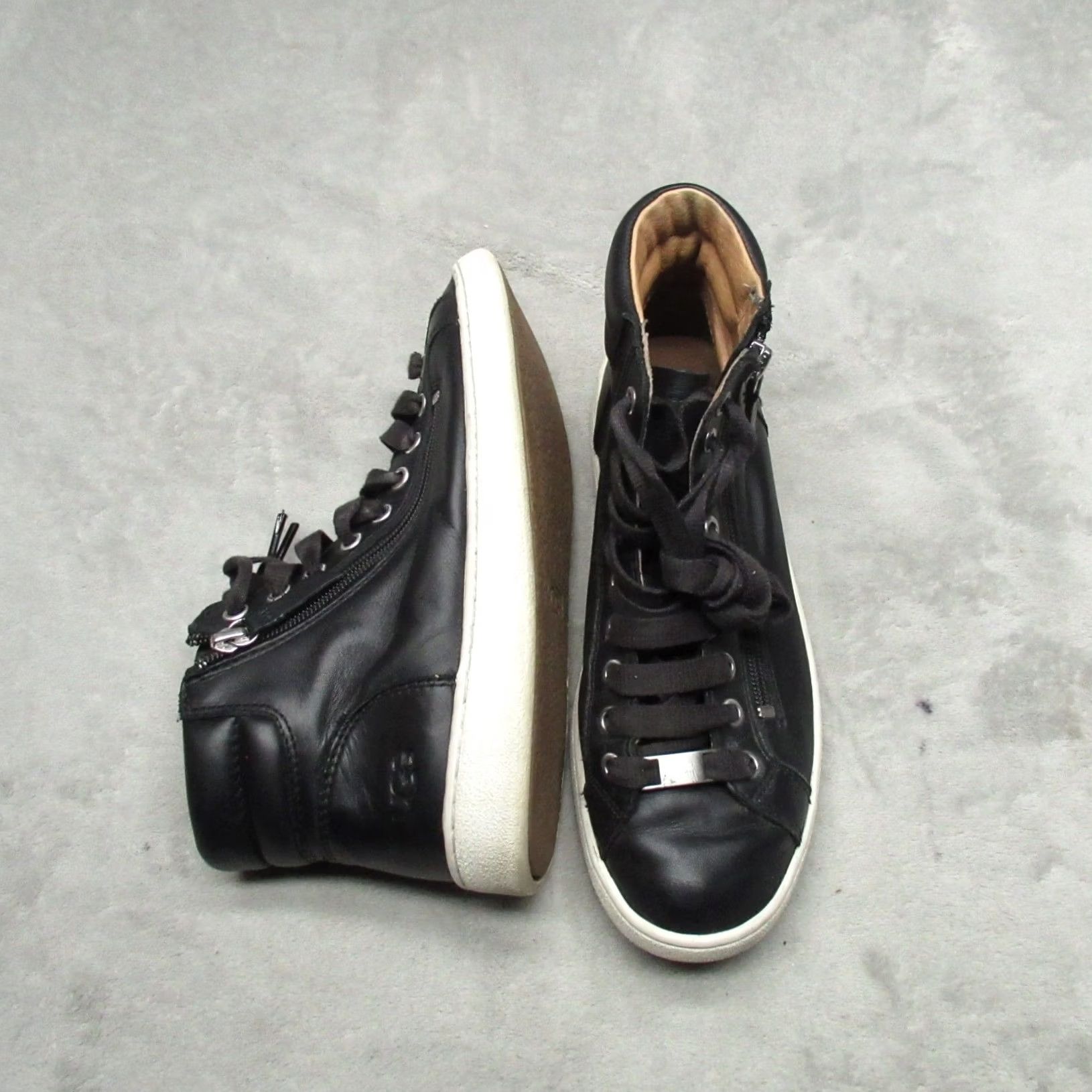 Ugg UGG Womens Sneaker Black Leather High Top Zip Outdoor Casual 8 US 39.5 EU Women Lace Up Ankle Padding Comfort Size M / US 6-8 / IT 42-44 - 2 Thumbnail