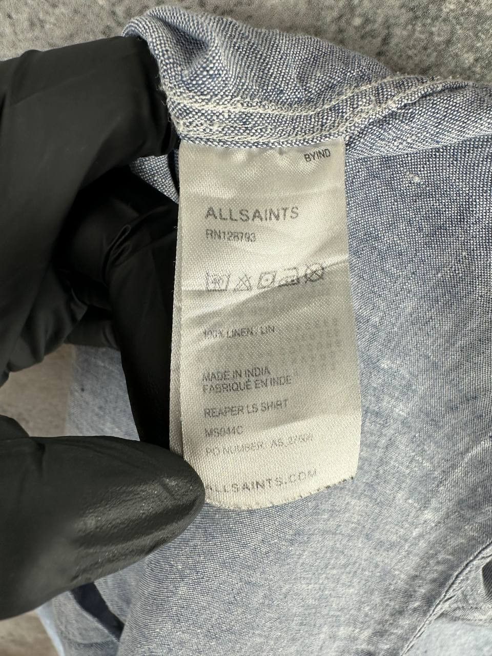 Allsaints ALLSAINTS Reaper Shirt 100% Linen Blue LS Button Up Slim Fit Size US S / EU 44-46 / 1 - 12 Thumbnail